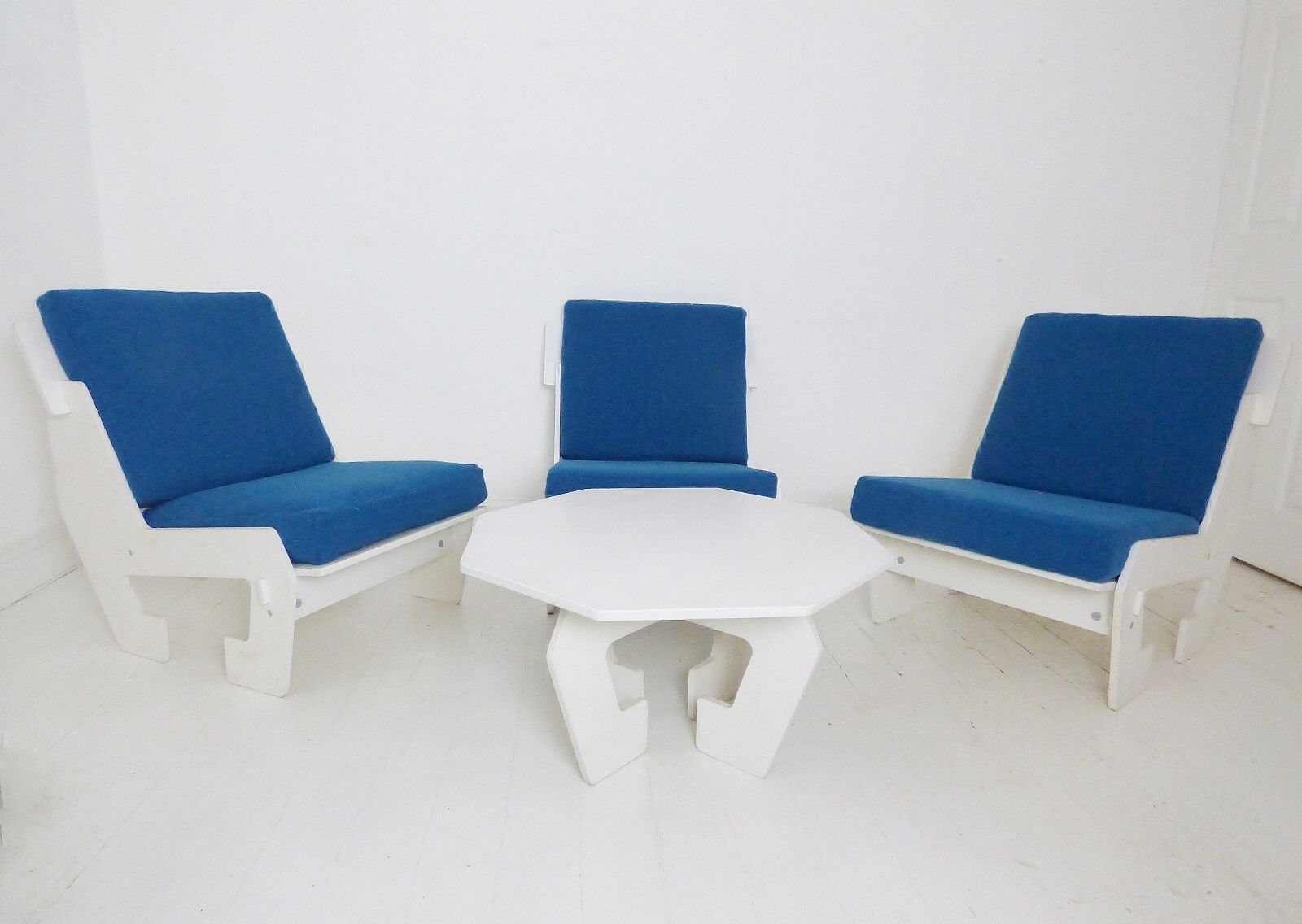 Stunning Vintage Modular Pop Art Plywood Lounge Chairs System & Table 1960's photo Furniture