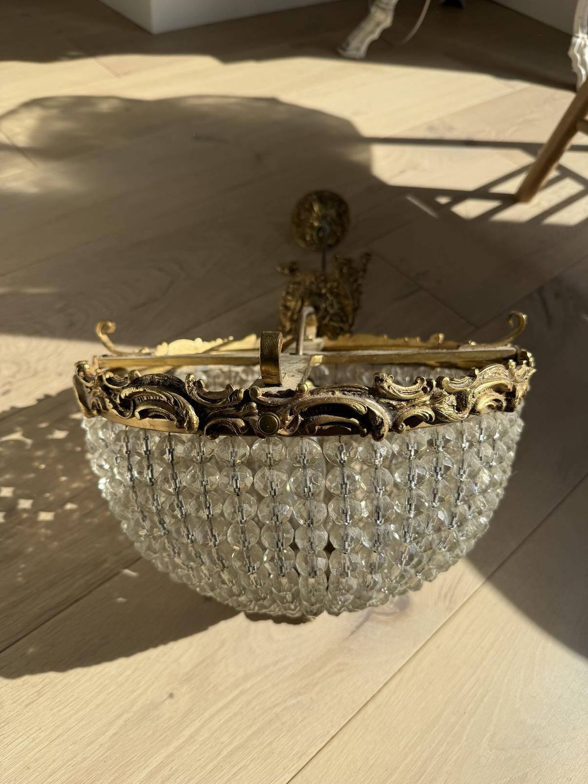 19th Century French Gilded Bronze And Crystal Ornate Chandelier photo vinterior