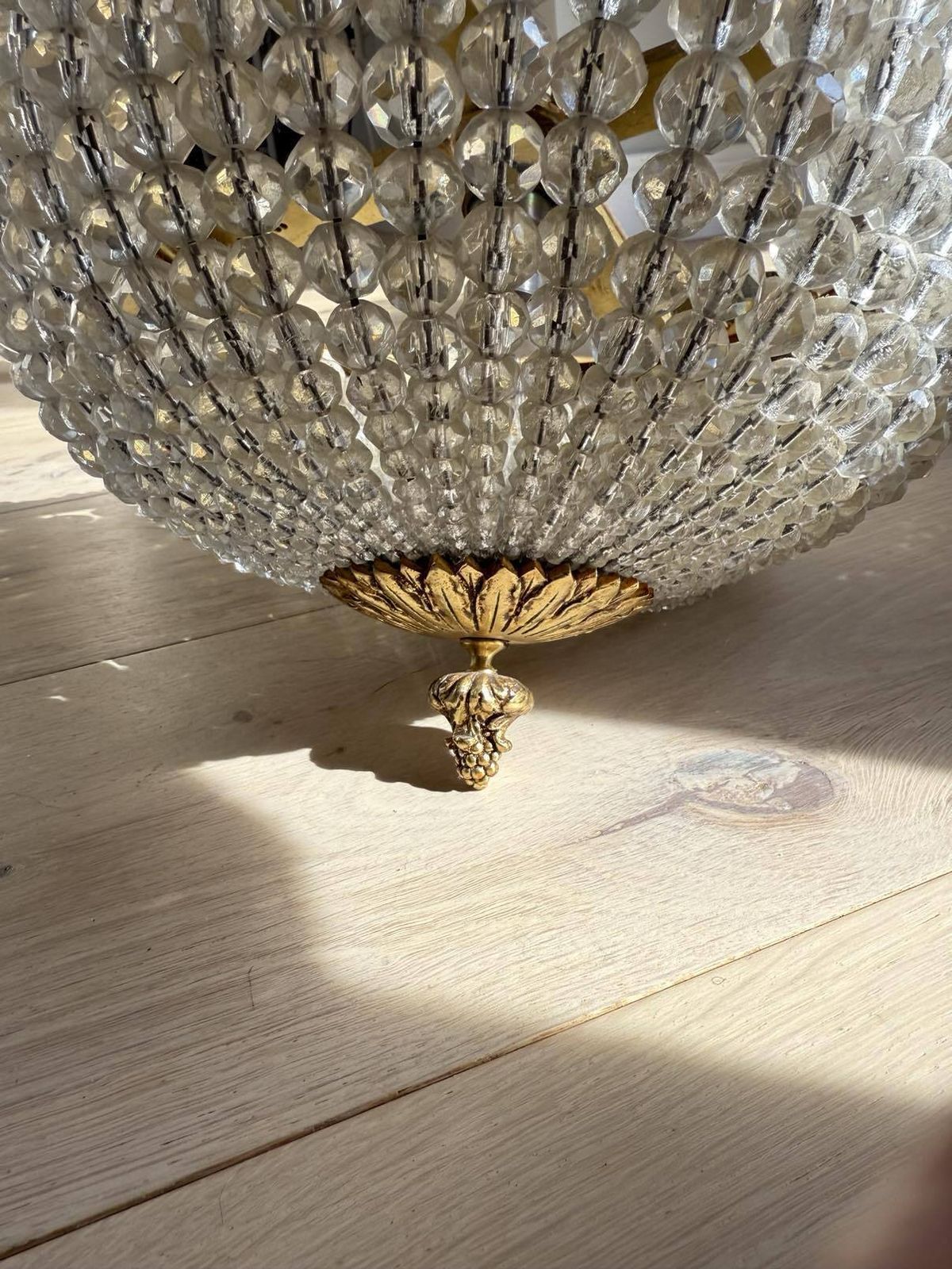 photo for sale 19th Century French Gilded Bronze And Crystal Ornate Chandelier