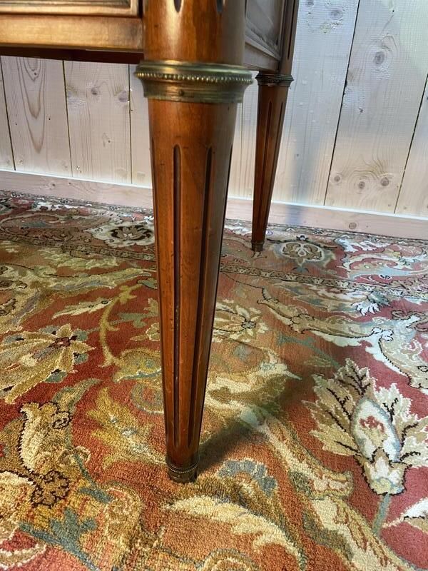 photo furniture Bureau Plat De Style Louis XVI En Merisier Et Cuir Vert