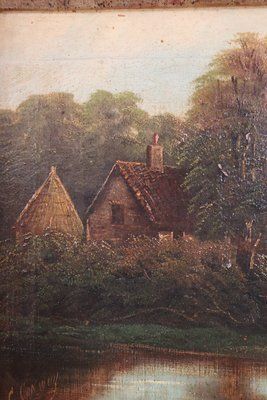 English Landscape, Oil Painting On Canvas, 19th Century, Framed photo for sale