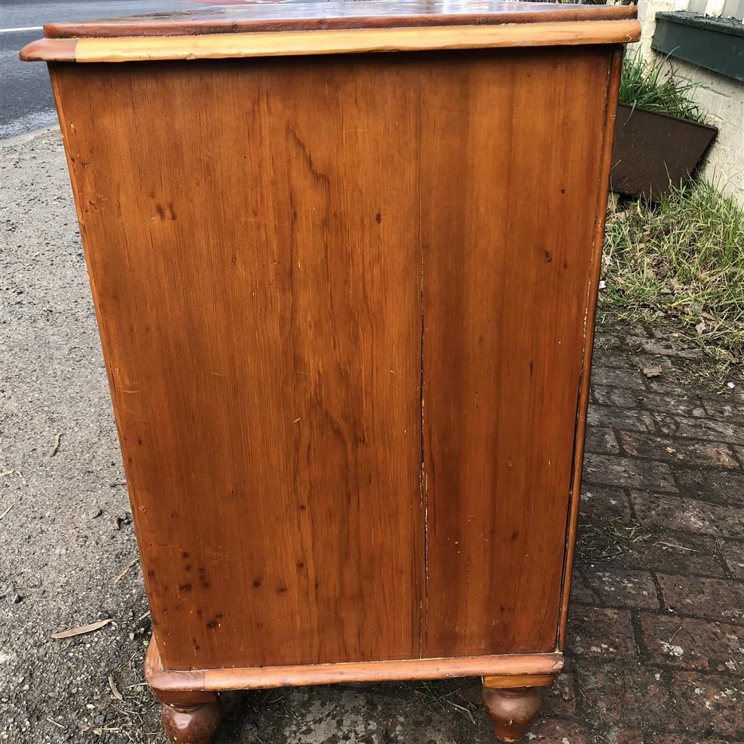 Antique Pine Small Two Over Two Chest Of Drawers Glass Handles 1900s photo for sale