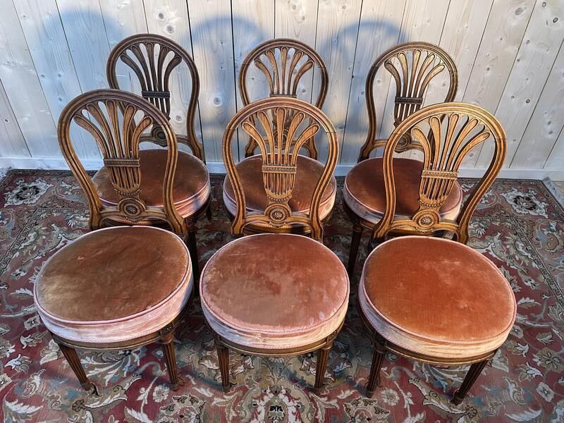 photo furniture Suite De 6 Chaises « Montgolfière » En Chêne Louis XVI