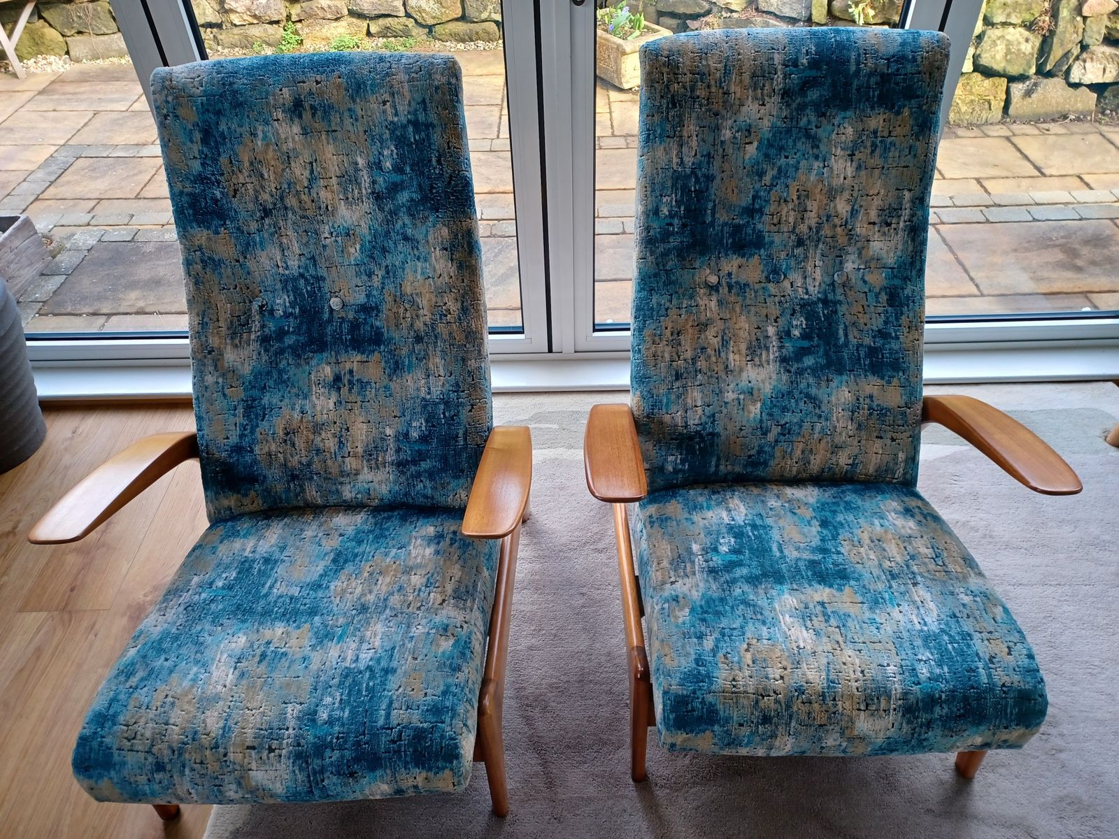 Pair Of Retro Recling Armchairs & Stools photo furniture