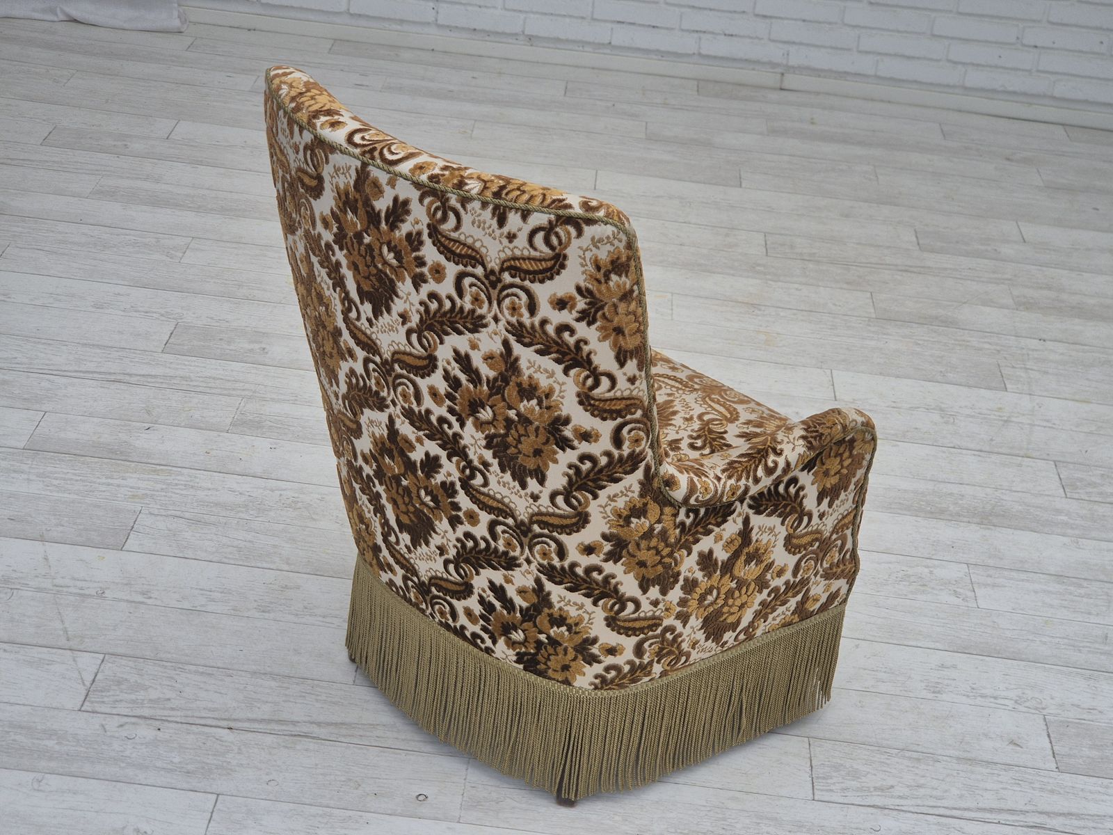 1960s, Danish Highback Armchair, Furniture Velour Fabric, Ash Wood. photo 910.0