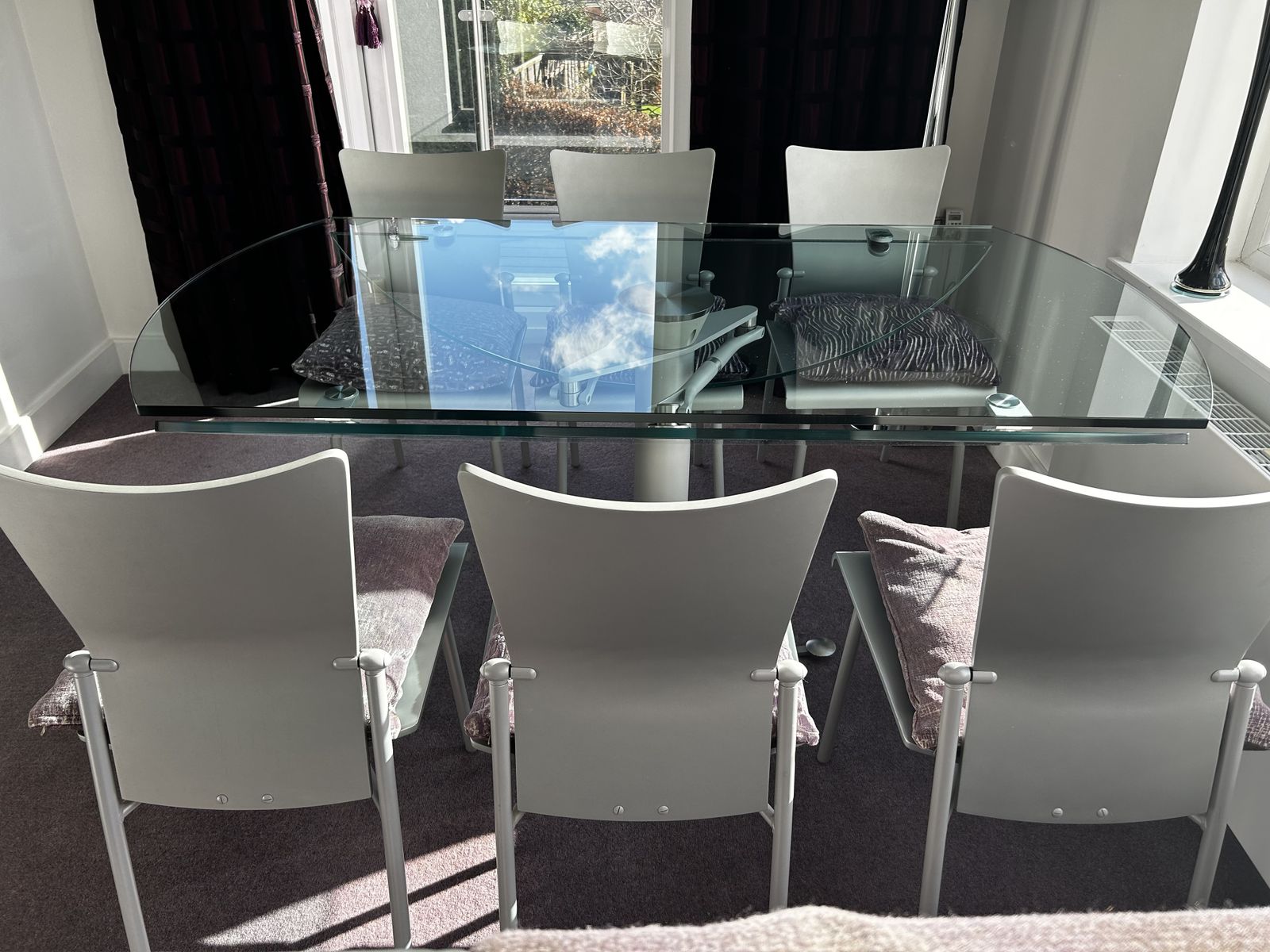 Noas Glass Dining Table And 6 Noas Glisette Dining Chairs photo vinterior