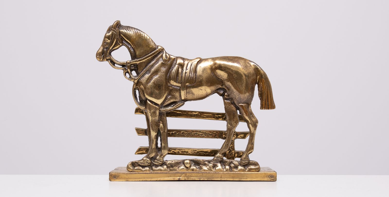 Very Nice Brass Letter Holder .Horse For A Fence . 1950s photo for sale