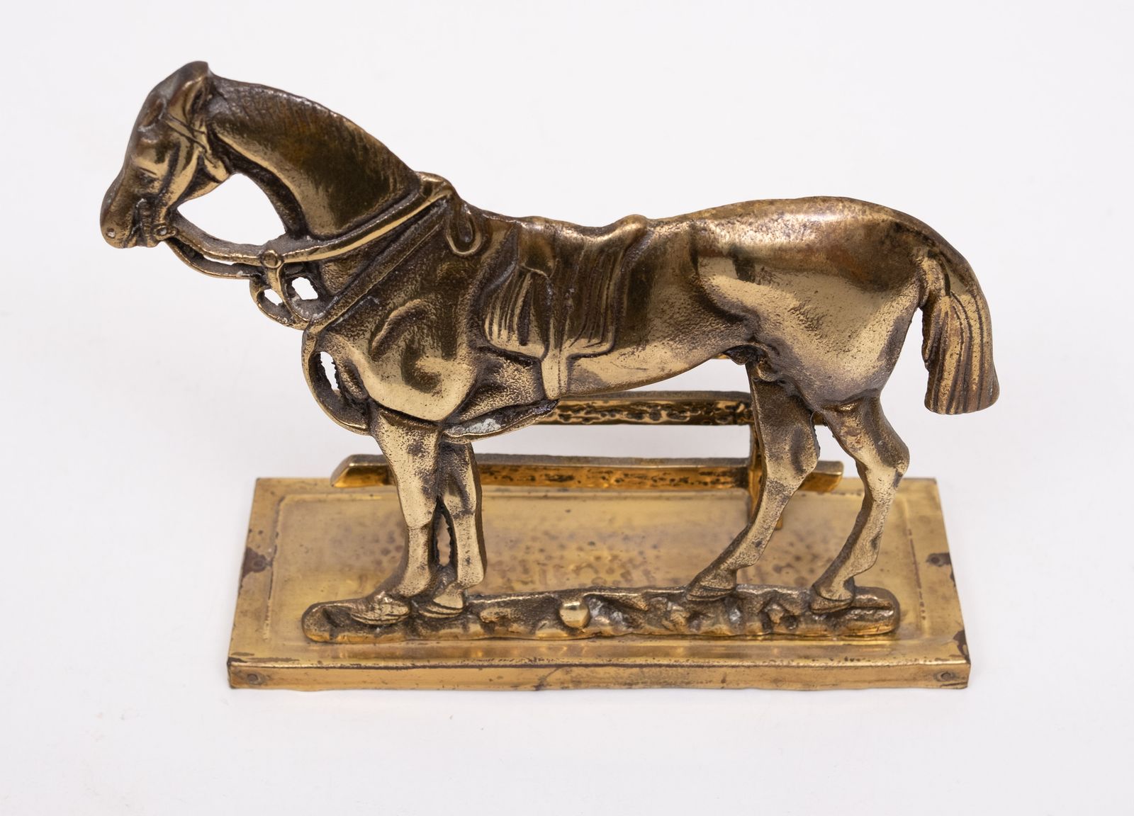 Very Nice Brass Letter Holder .Horse For A Fence . 1950s photo vintage