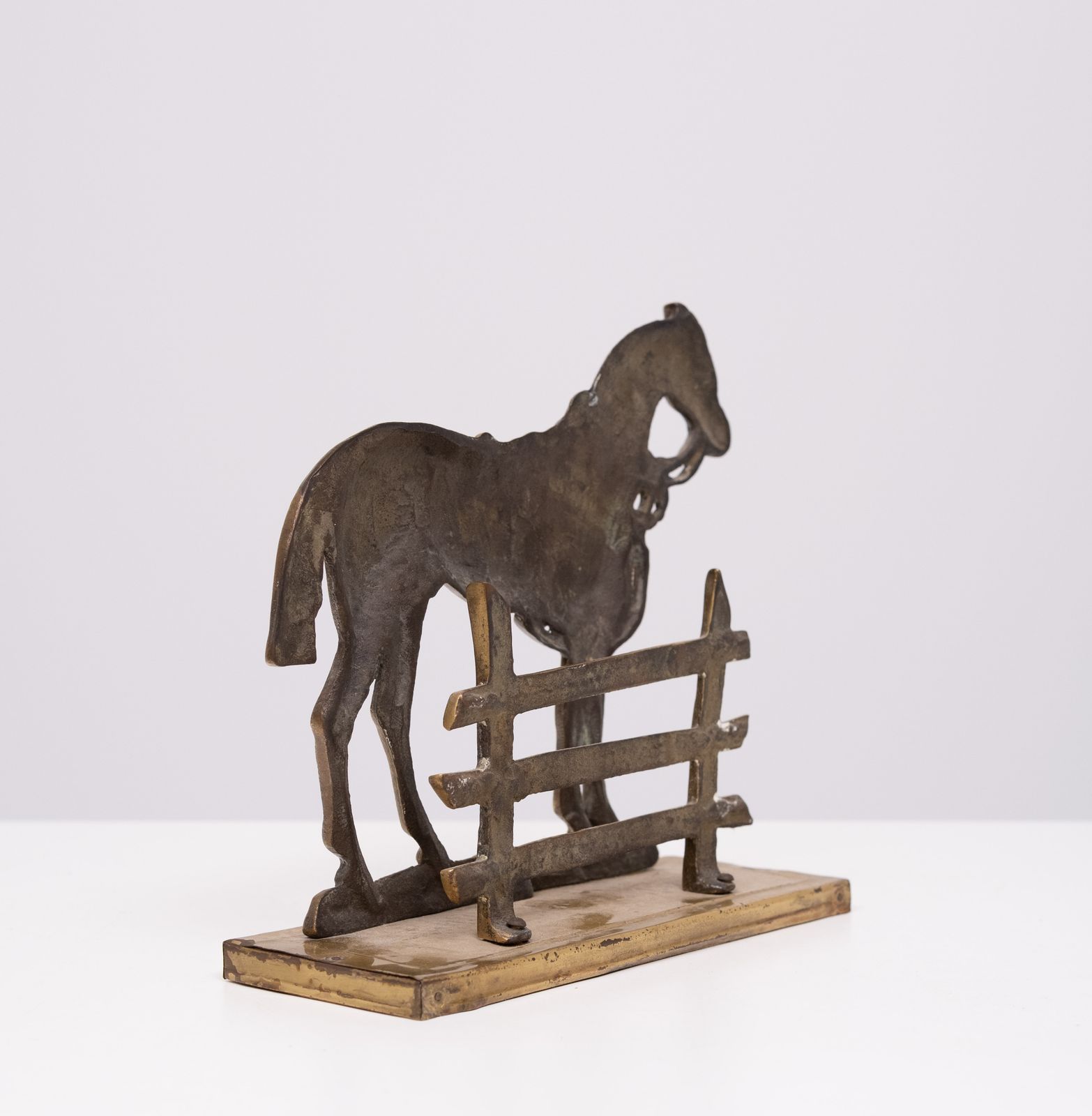 photo for sale Very Nice Brass Letter Holder .Horse For A Fence . 1950s