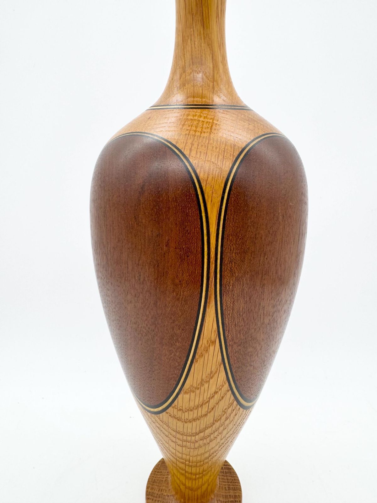 Hand Crafed Wood Inlaid Vase, Signed, Turned Wood Vase photo buy