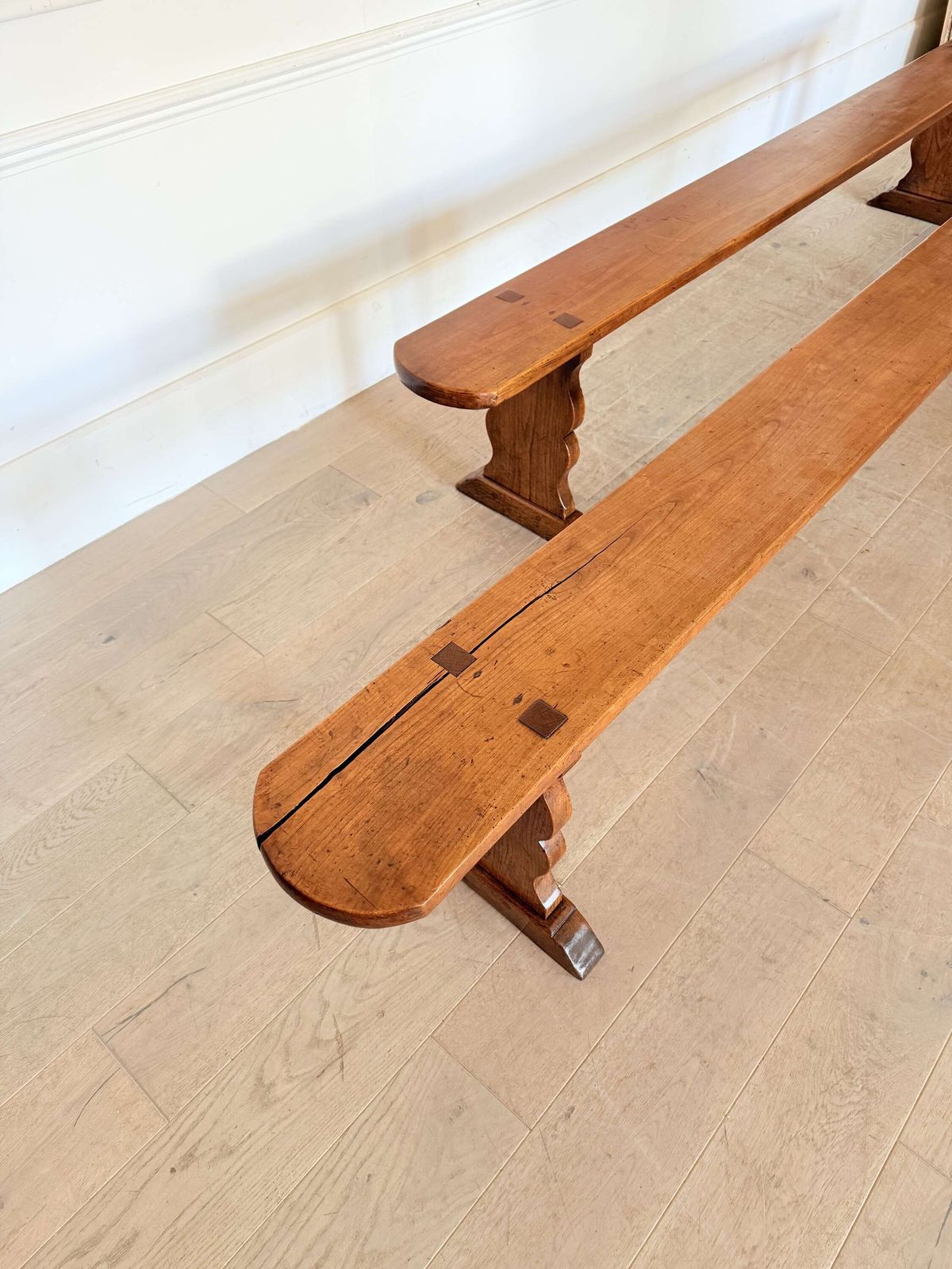 photo furniture Large Pair Of 19th Century Cherrywood Benches