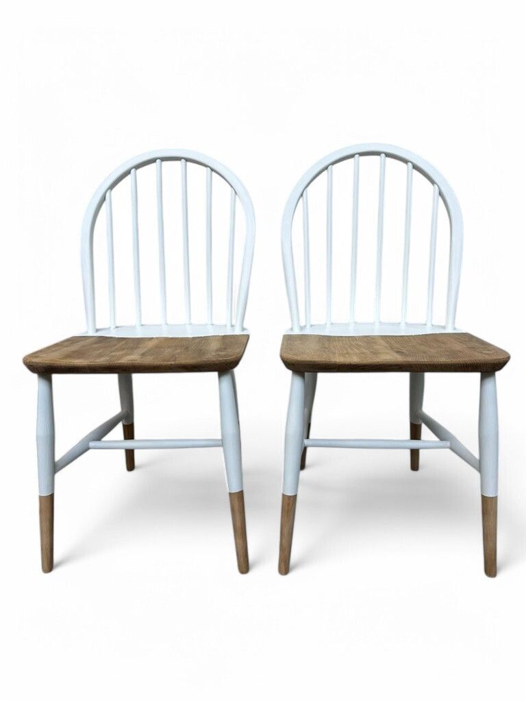photo furniture Pair Of Vintage Ercol Windsor 370 Dining Chairs, Painted And Exposed Wood Design