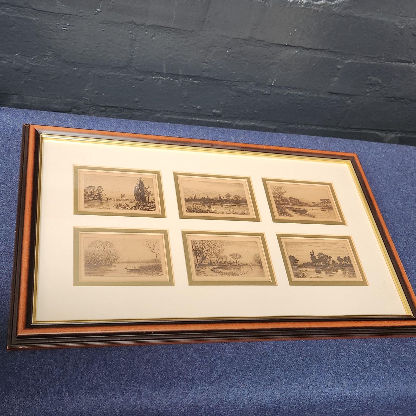 photo for sale Framed Set Of 6 Etchings Of The River Thames. Possibly Wildred Ball