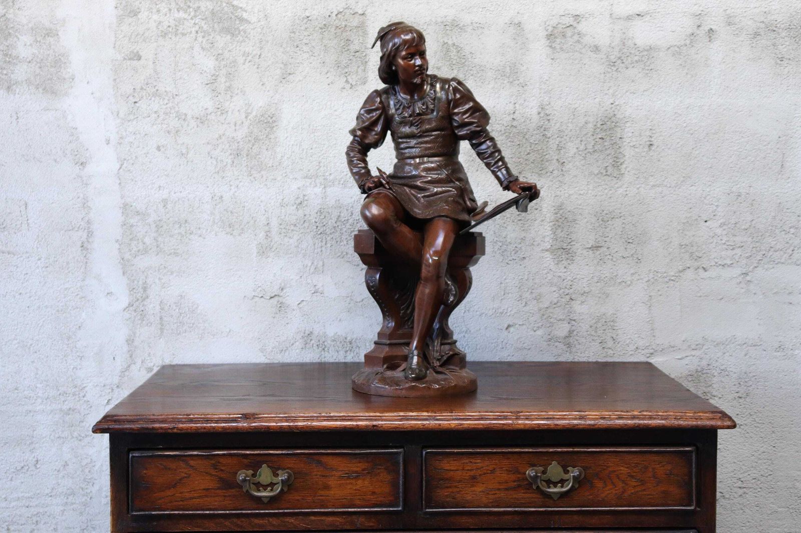 photo for sale Antique 19th Century Bronze Sculpture Of A Writer By French Sculptor Eutrope Bouret (St. 234)