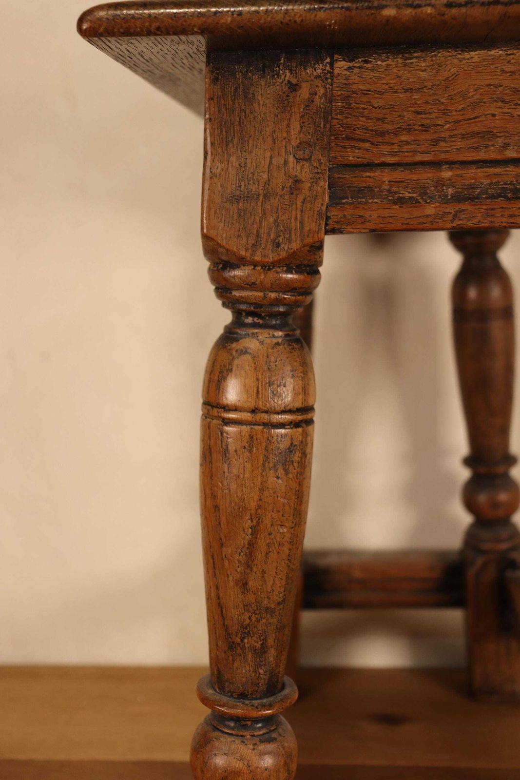 Antique Solid Oak Patinated Joint Stool Bench (St.211) photo 478.0