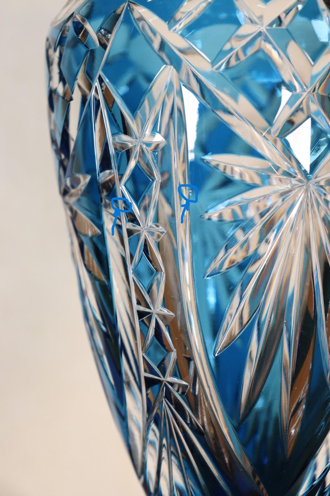 Stunning Vase In Petrol Blue Crystal Attributed To The Val Saint Lambert Factory (St.262) photo 583.0