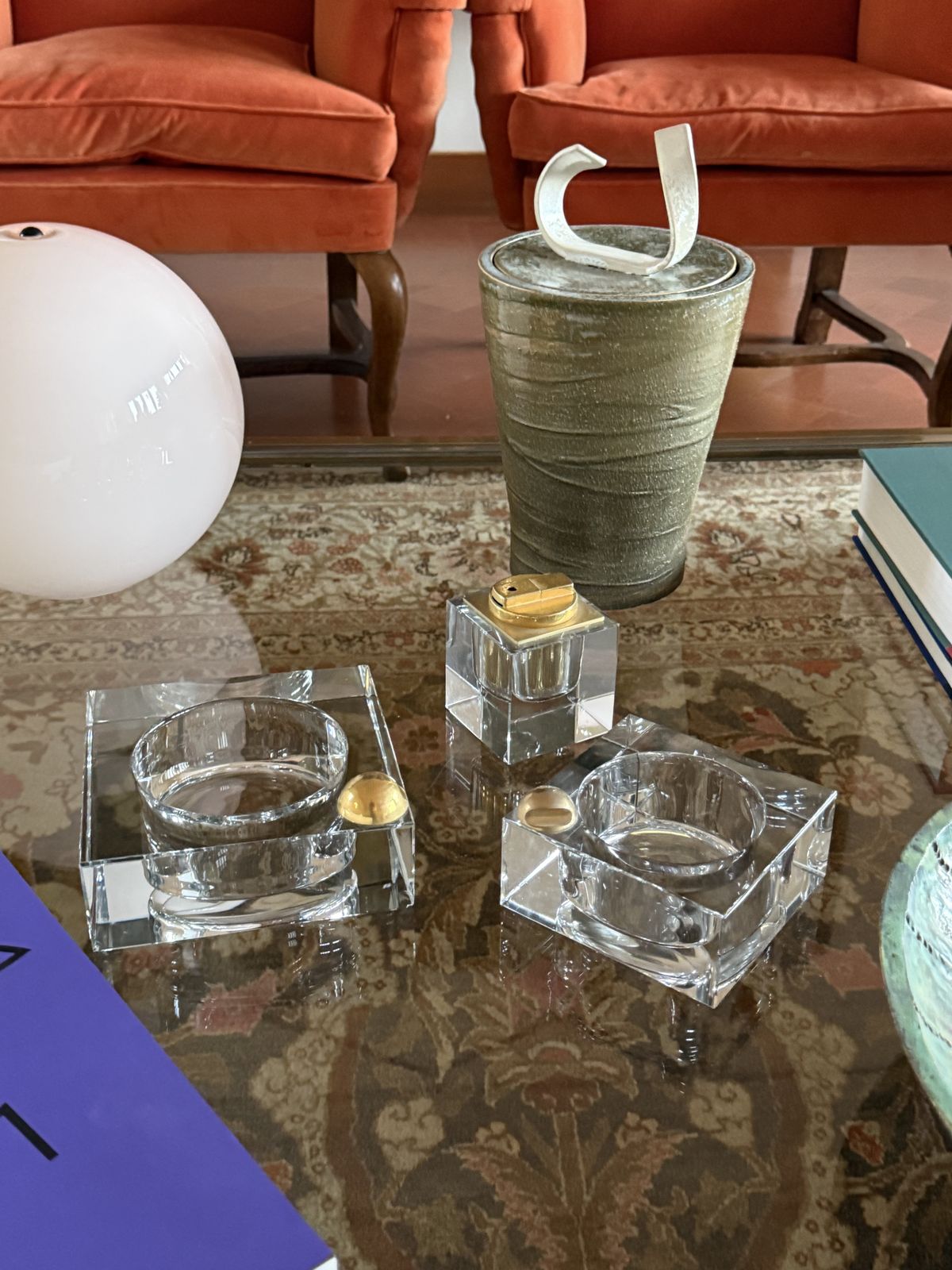 Hollywood Regency Glass Smoking Set, France 1970s photo 360.0