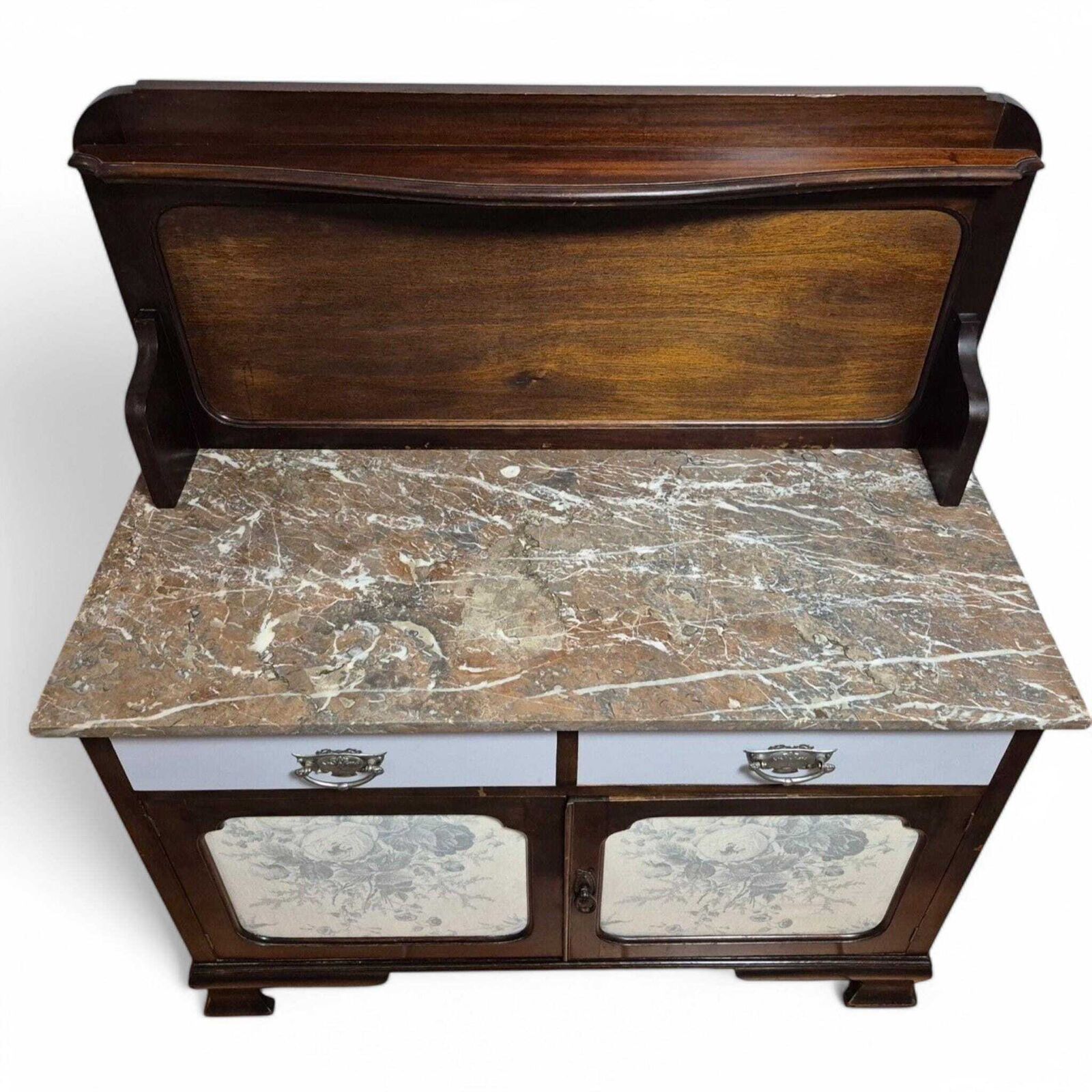 photo for sale Antique Edwardian Marble Topped Washstand Cupboard By Wadham And Sons Ltd Circa 1910