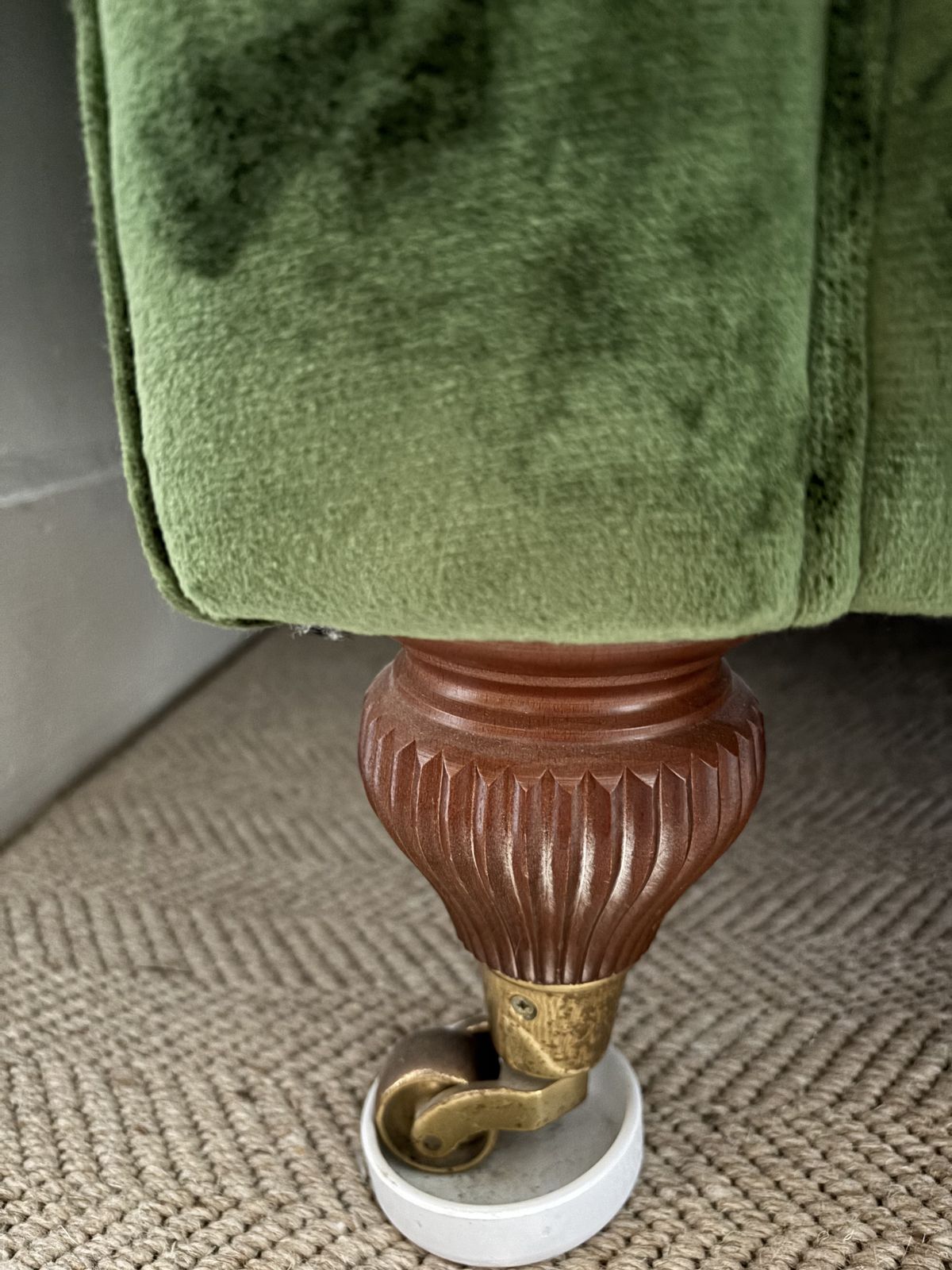Green Velvet Multiyork Love Seat, Recently Re Covered, In Perfect Condition. photo furniture
