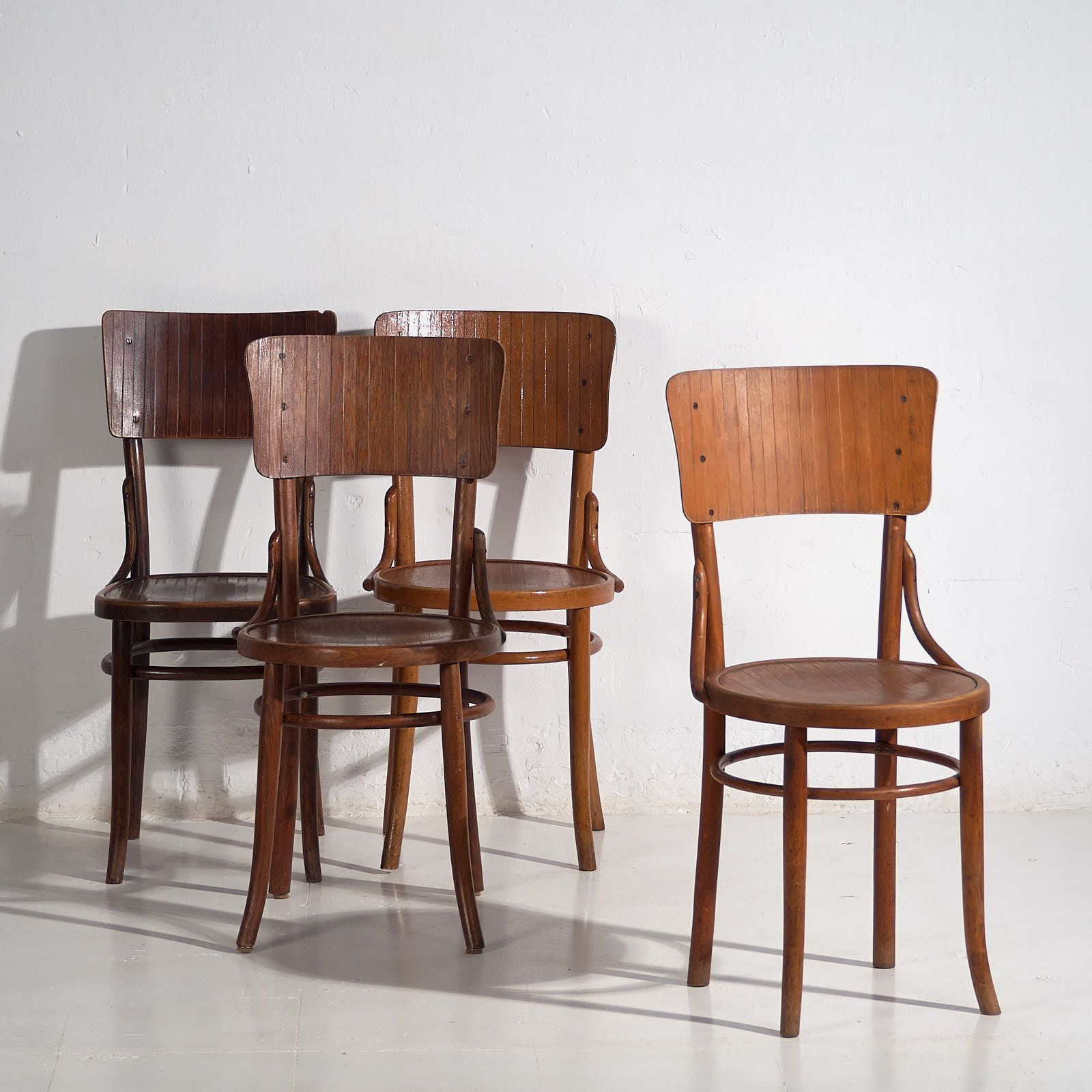 Antique Bentwood Chairs (C.1940). Set Of 4 Pieces #5