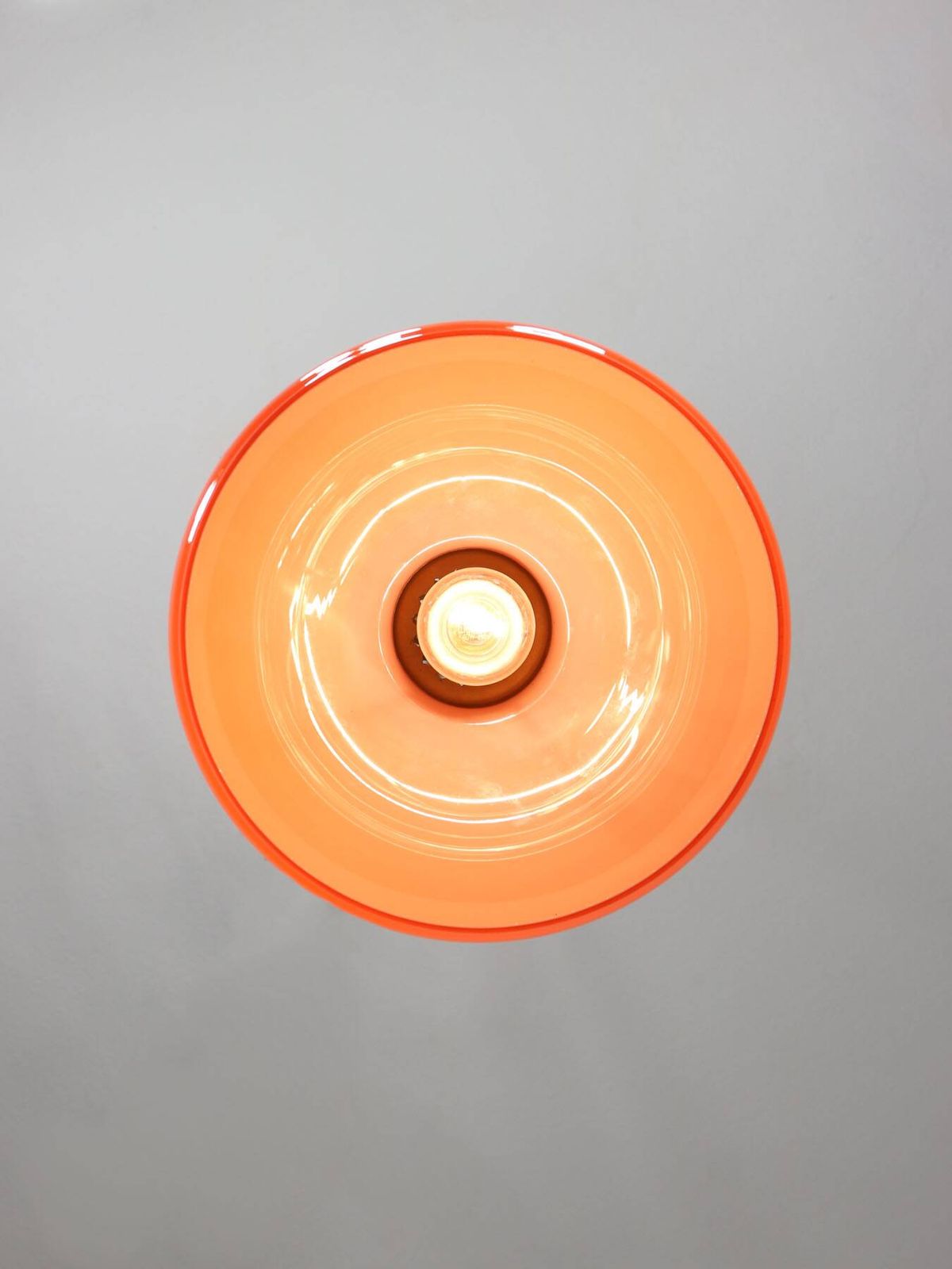 Mid Century Italian Pendant Lamp In Orange Glass And Brass photo vintage