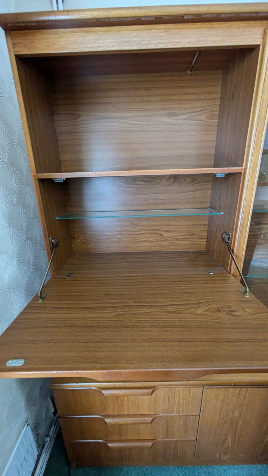 Mid Century State Room By Stonehill Teak Living Room Display Cabinet photo for sale