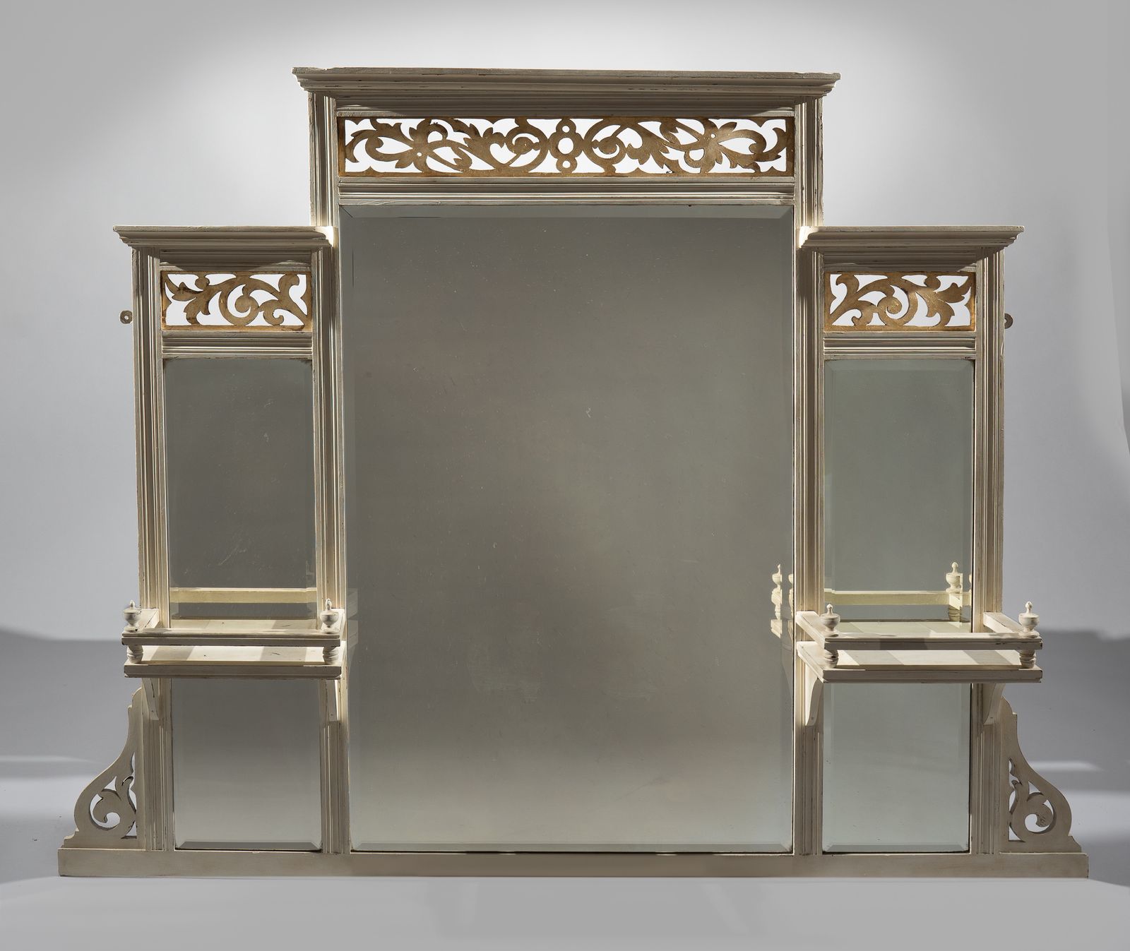 19th Century Victorian English Painted And Parcel   Gilt Overmantle Mirrror