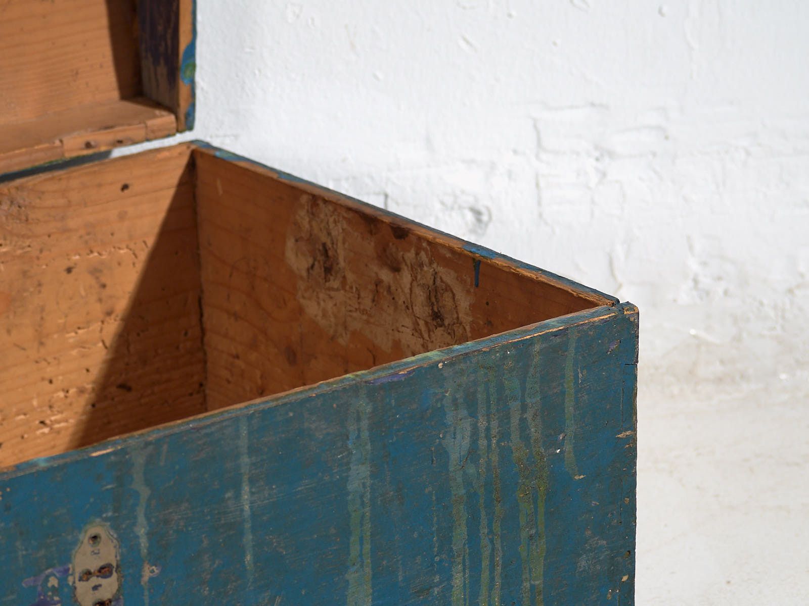 Small Antique Chest With Navy Blue Patina (C.1920) #68 photo 203.0