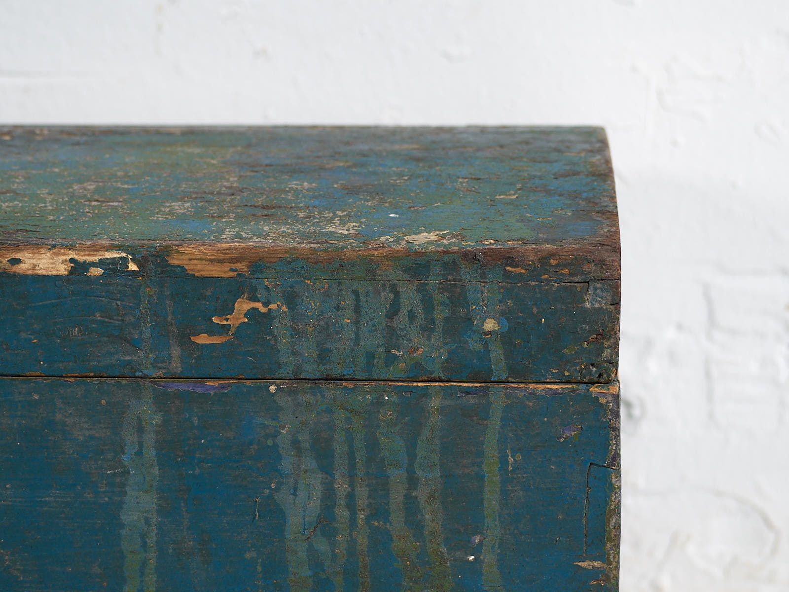 Small Antique Chest With Navy Blue Patina (C.1920) #68 photo buy