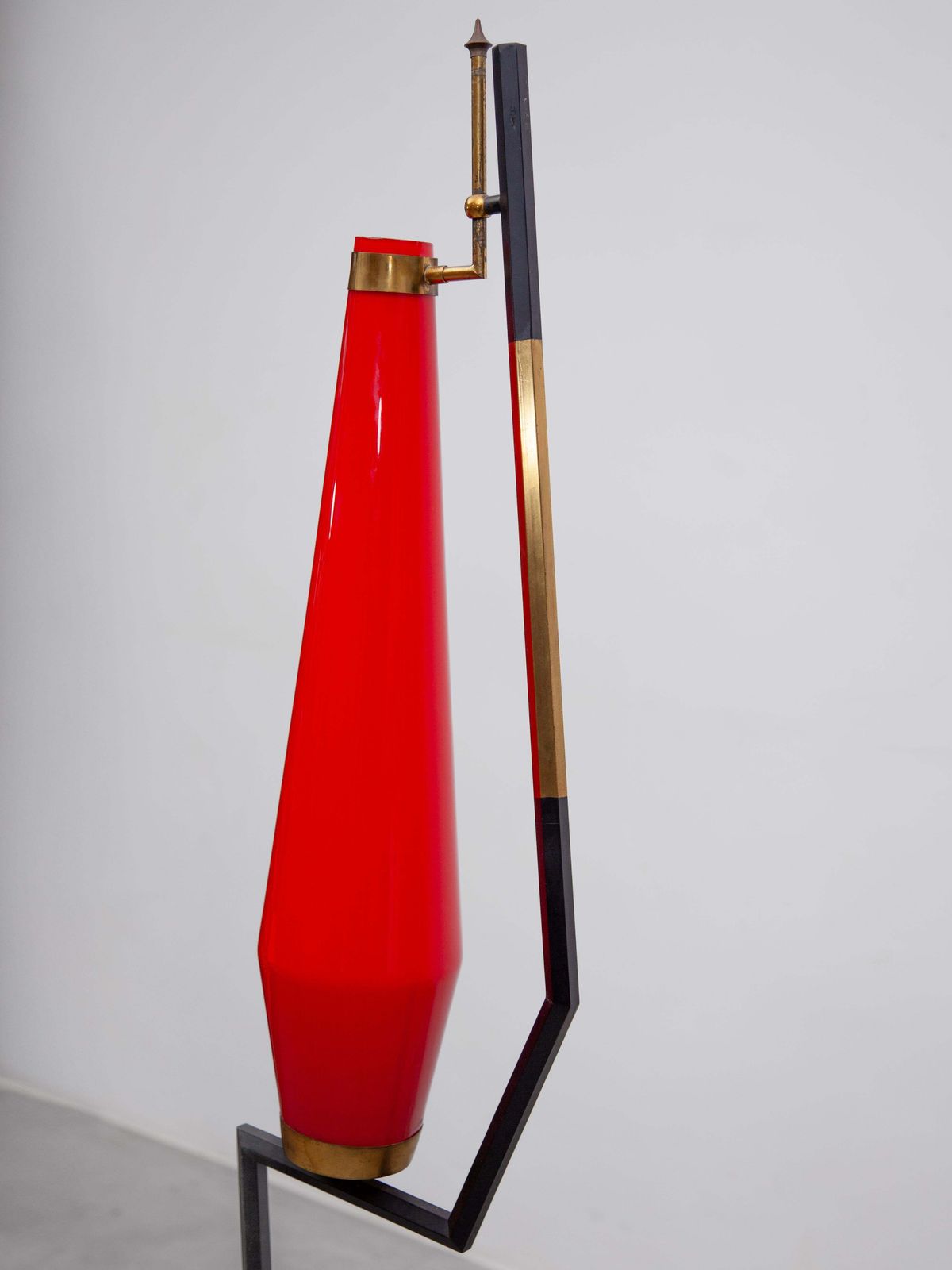 Stilnovo Red Glass Shade Floor Lamp, 1960 Designed By Vistosi photo 4457.0