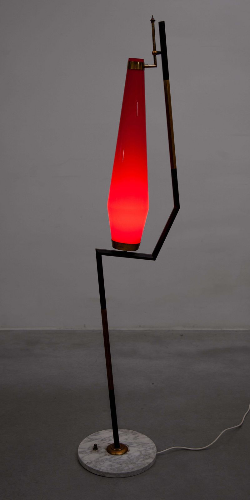 photo furniture Stilnovo Red Glass Shade Floor Lamp, 1960 Designed By Vistosi