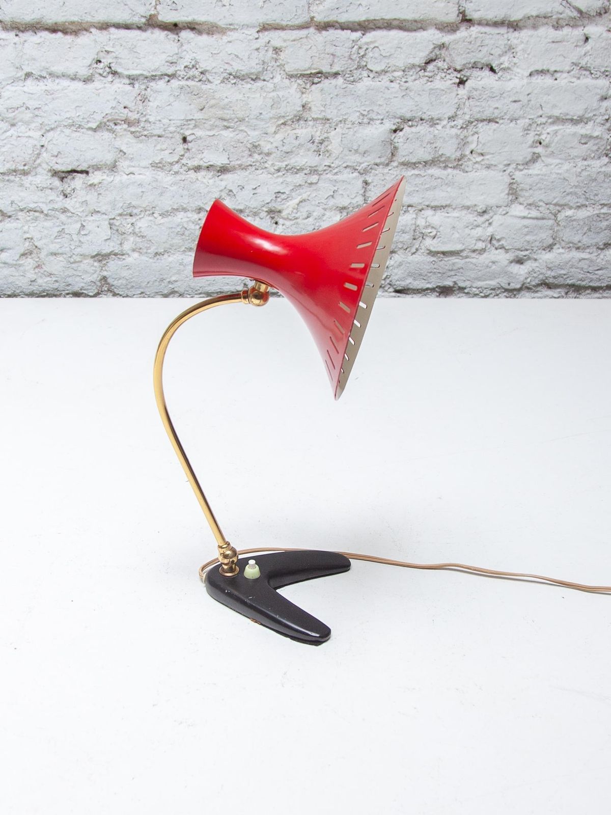 2441.0 Desk Lamp With Red Shade Mid Century Modern By Stilux Milano, 1950s photo
