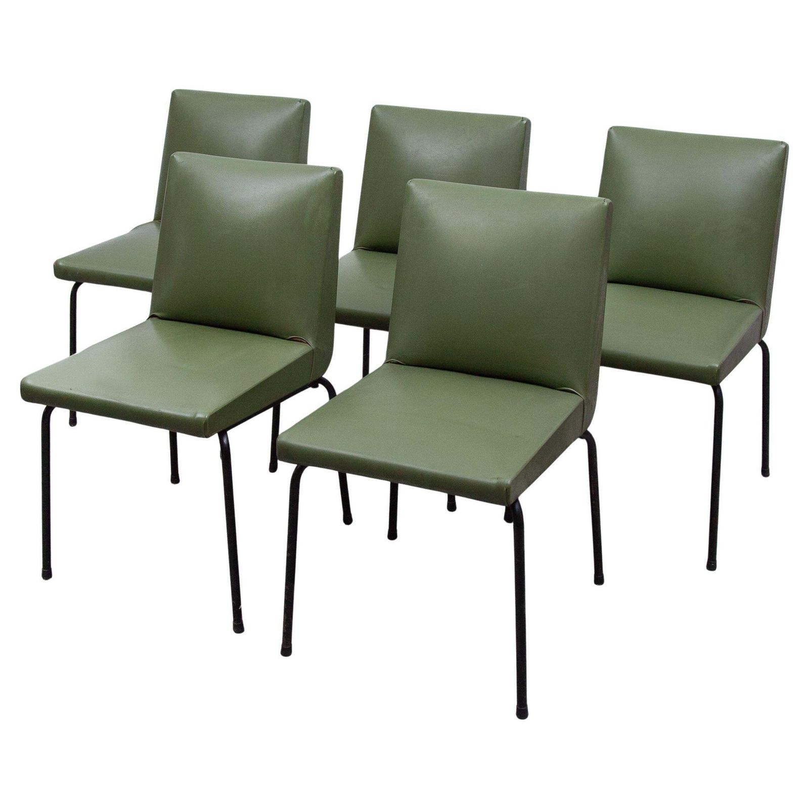 Set Of Five Dining Room Chairs Designed By Pierre Guariche For Meurop, Belgium