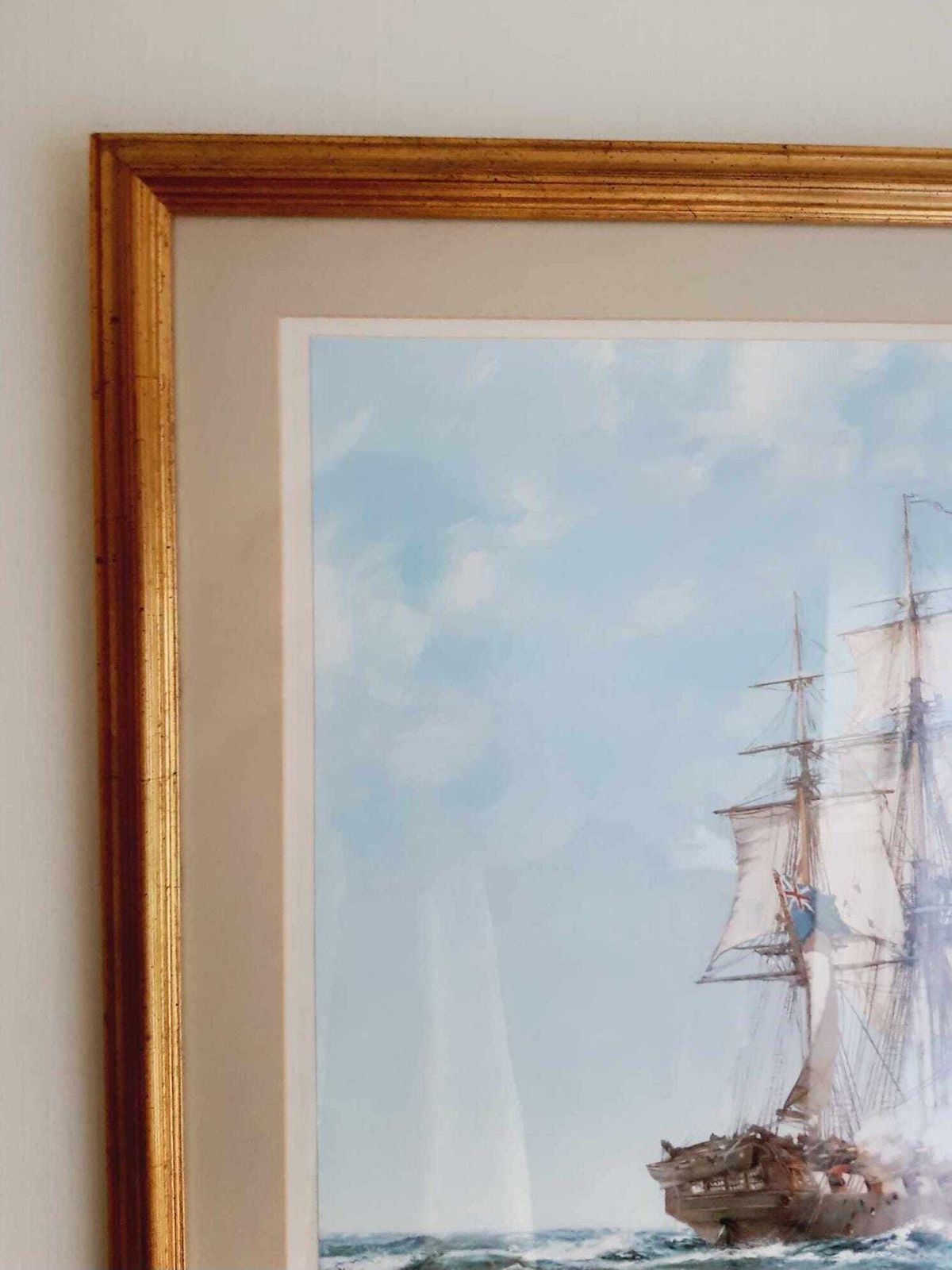 Very Large Vintage Nautical Print By Montagu Dawson Depicting Tall Ships photo 70.0
