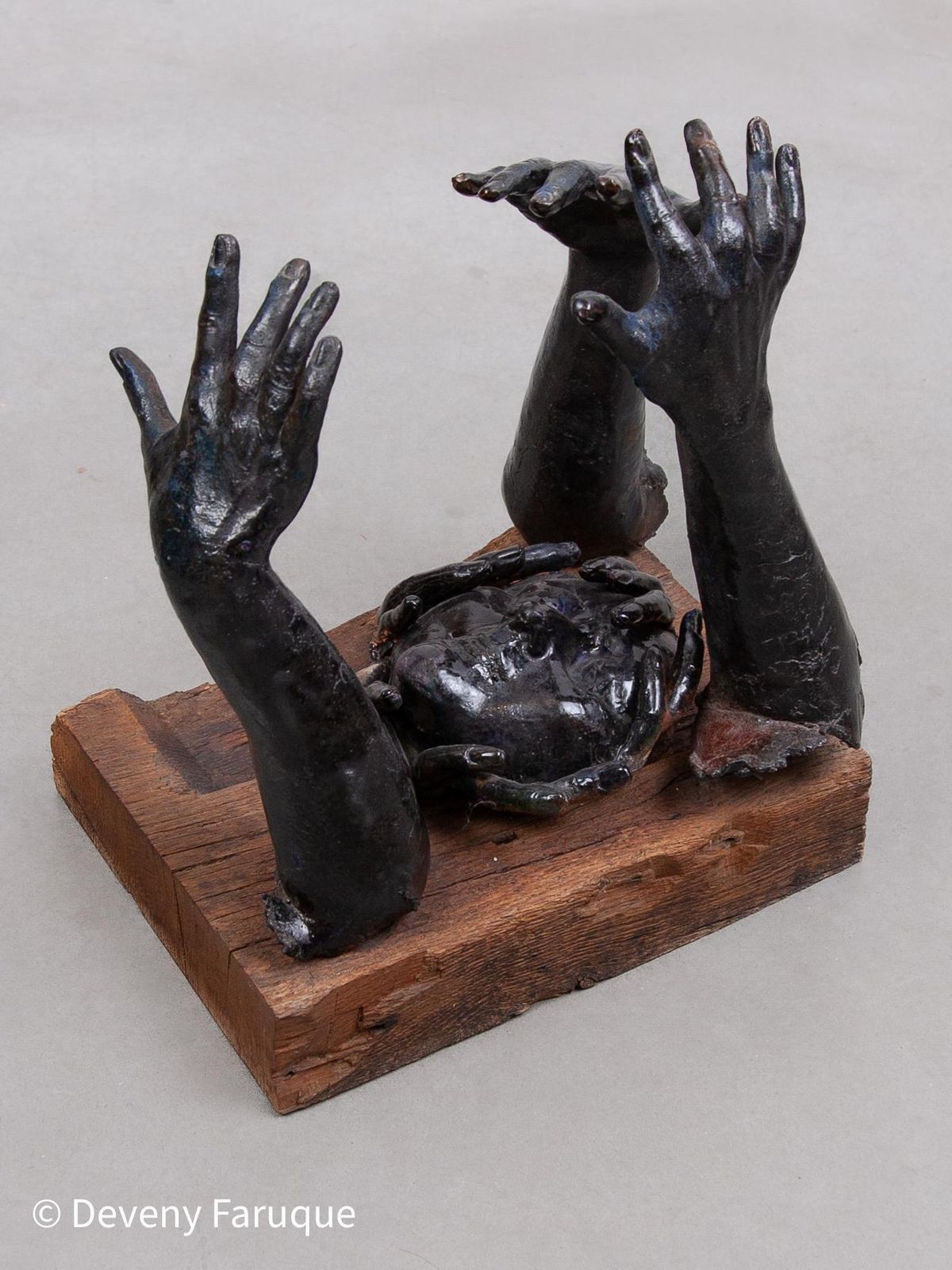 Rare Blue Glazed Ceramic Sculpture Decorated With Hands, 1970s, Belgium photo 1698.0