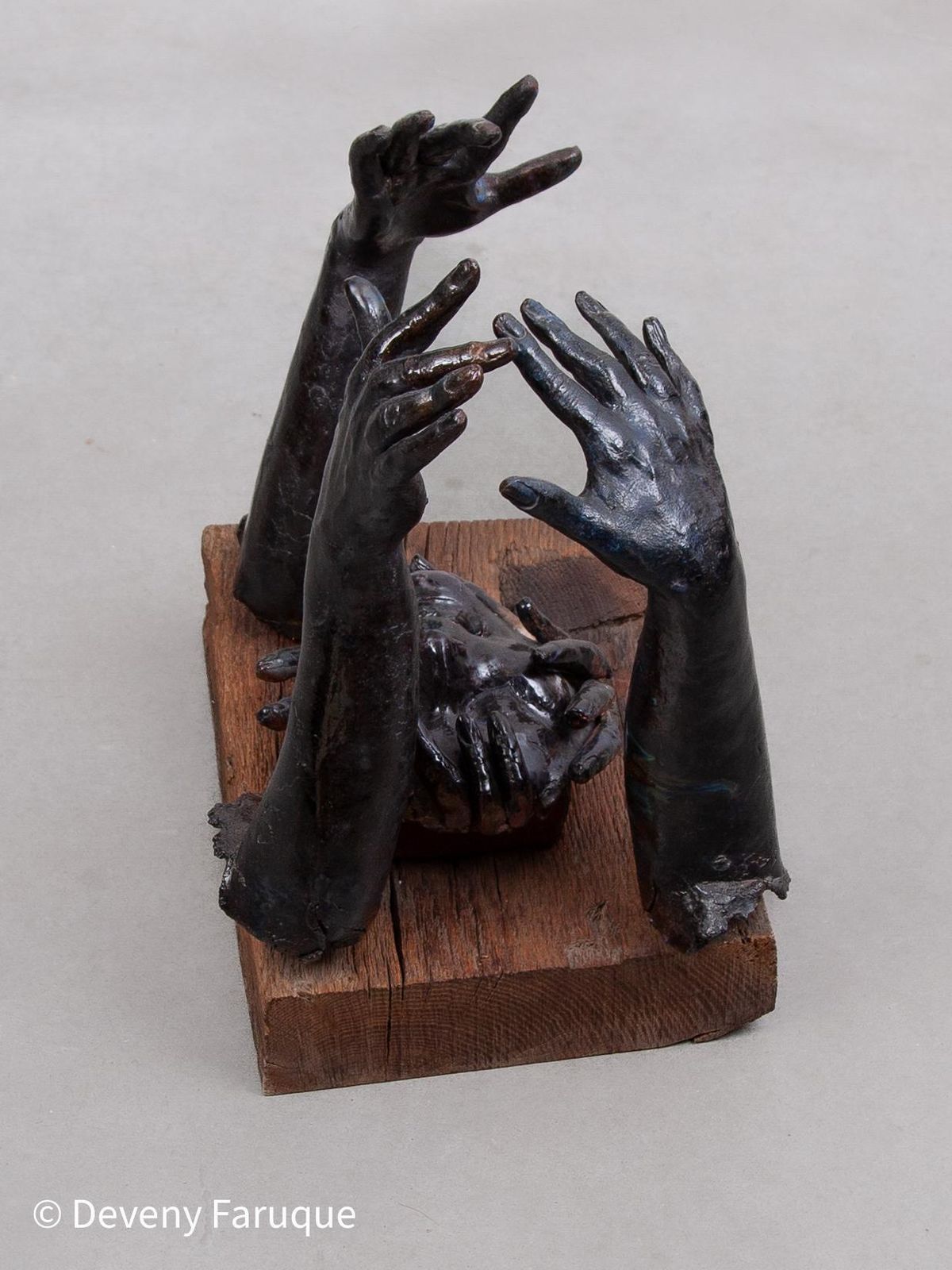Rare Blue Glazed Ceramic Sculpture Decorated With Hands, 1970s, Belgium photo buy