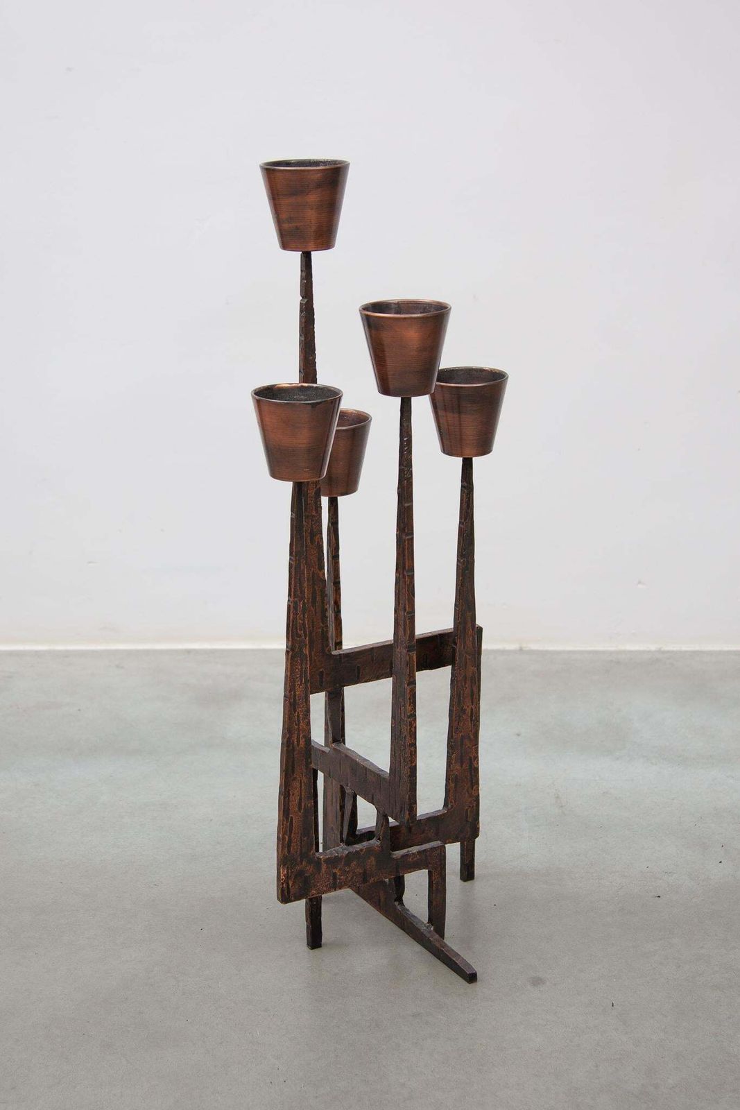 Brutalist Candelabra, Sculpture In Wrought Iron, 1970s, France photo furniture