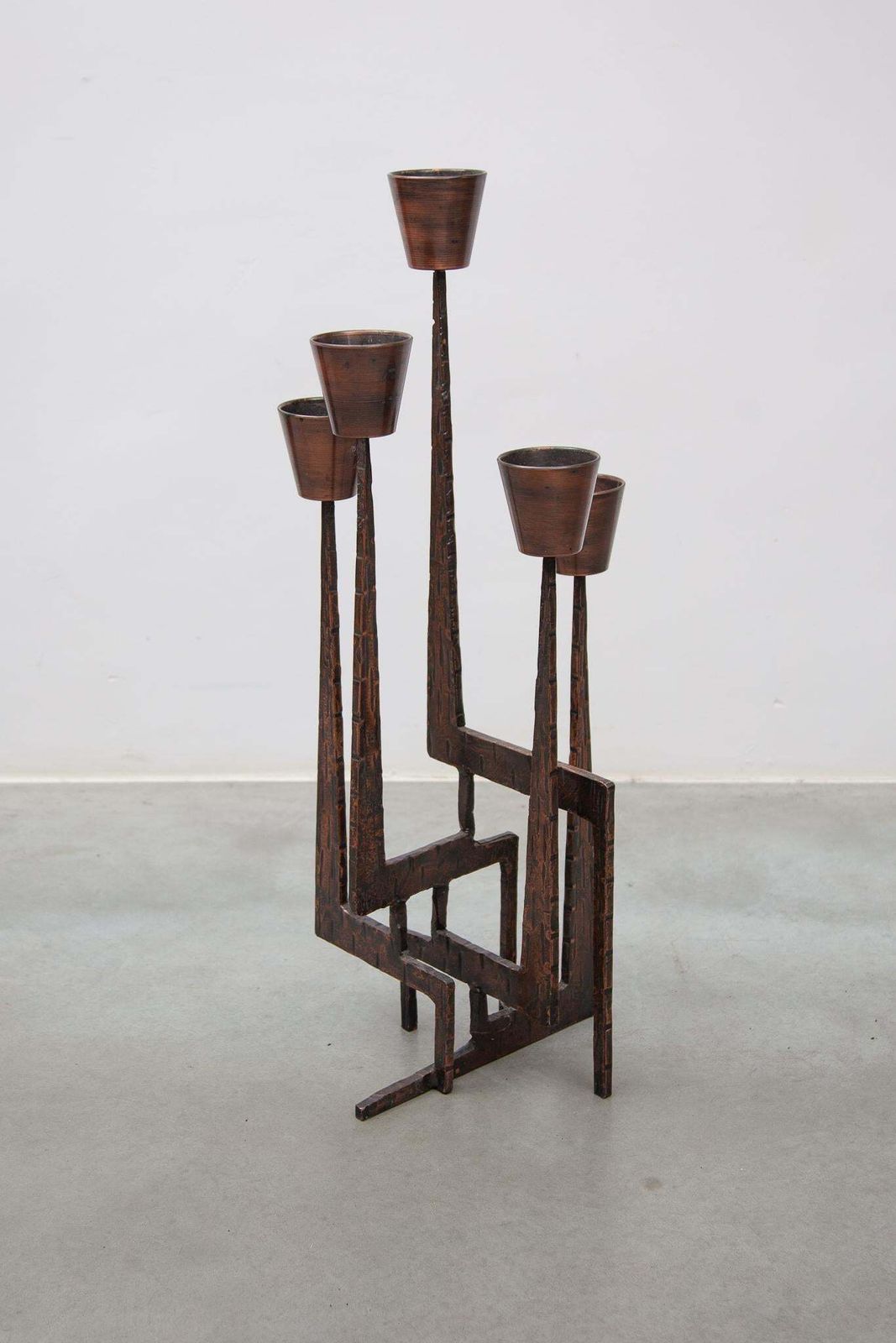 Brutalist Candelabra, Sculpture In Wrought Iron, 1970s, France photo buy