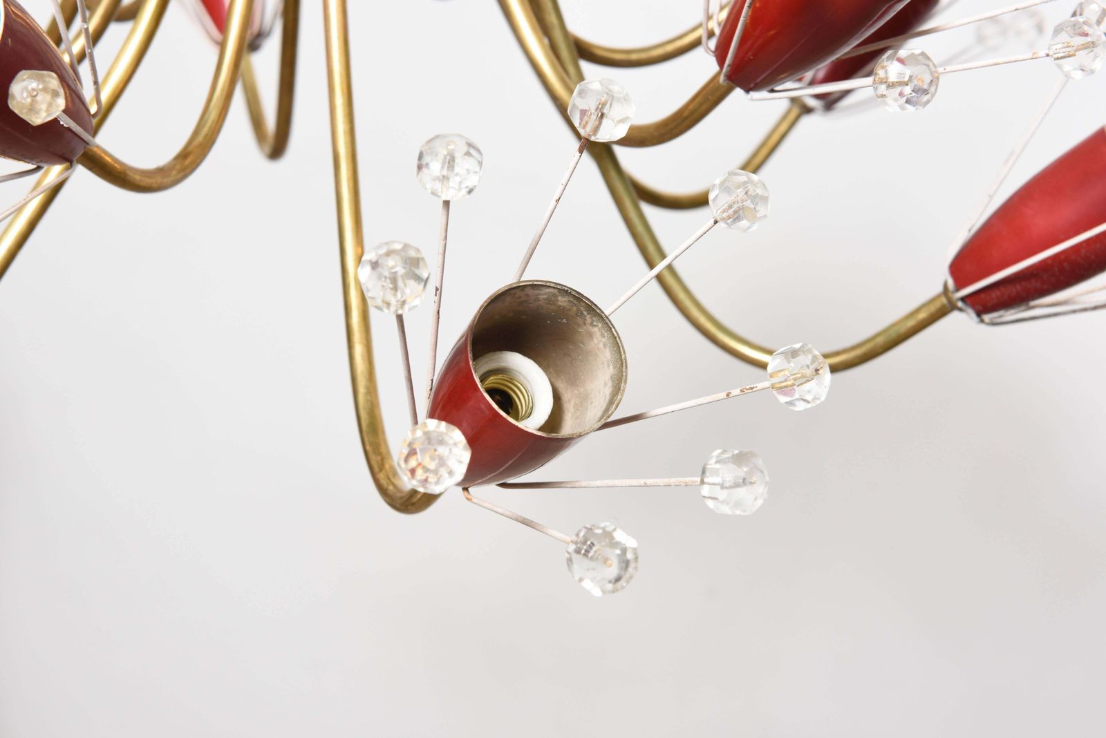 Emil Stejnar Twelve Arms Brass And Crystal, 1950s Pendant photo Lighting
