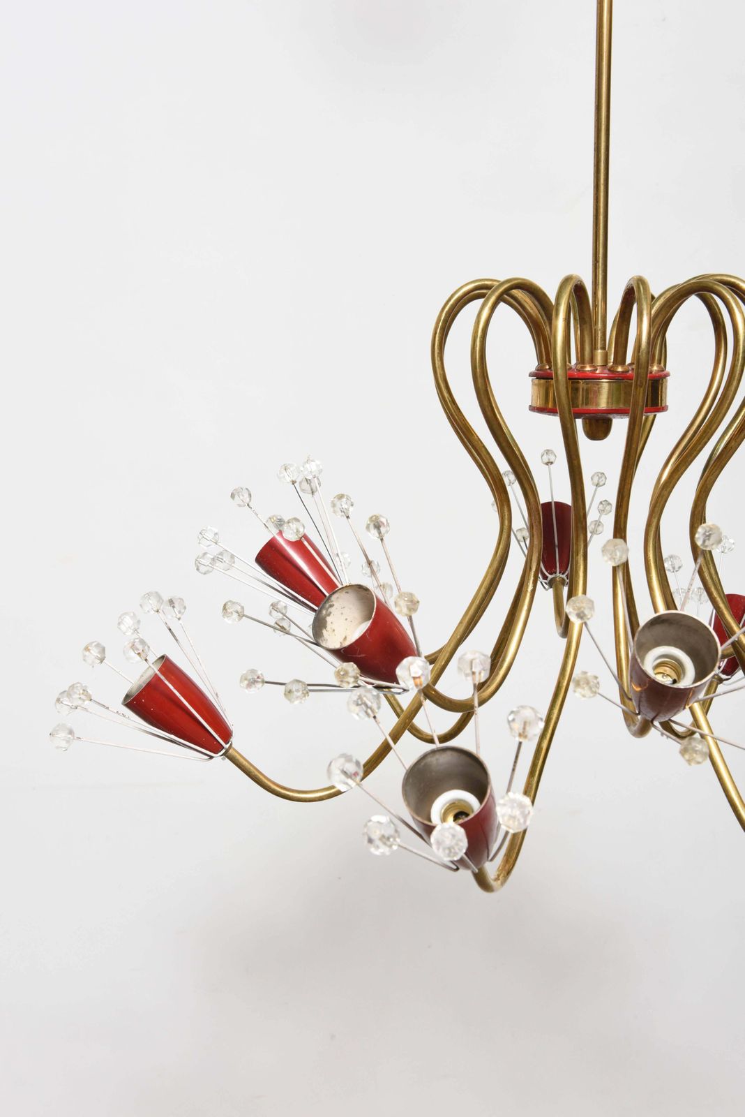 Emil Stejnar Twelve Arms Brass And Crystal, 1950s Pendant photo 2860.0