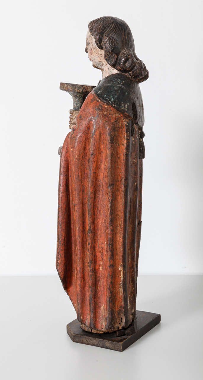 Works Of Art Polychrome Guardian Angel With Candelabrum, Netherlands photo buy
