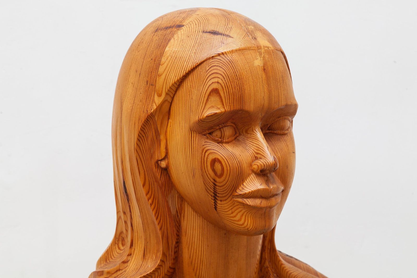 French Women Bust Sculpture "Marianne" Godess Of Liberty In Solid Wood, 1960s photo furniture