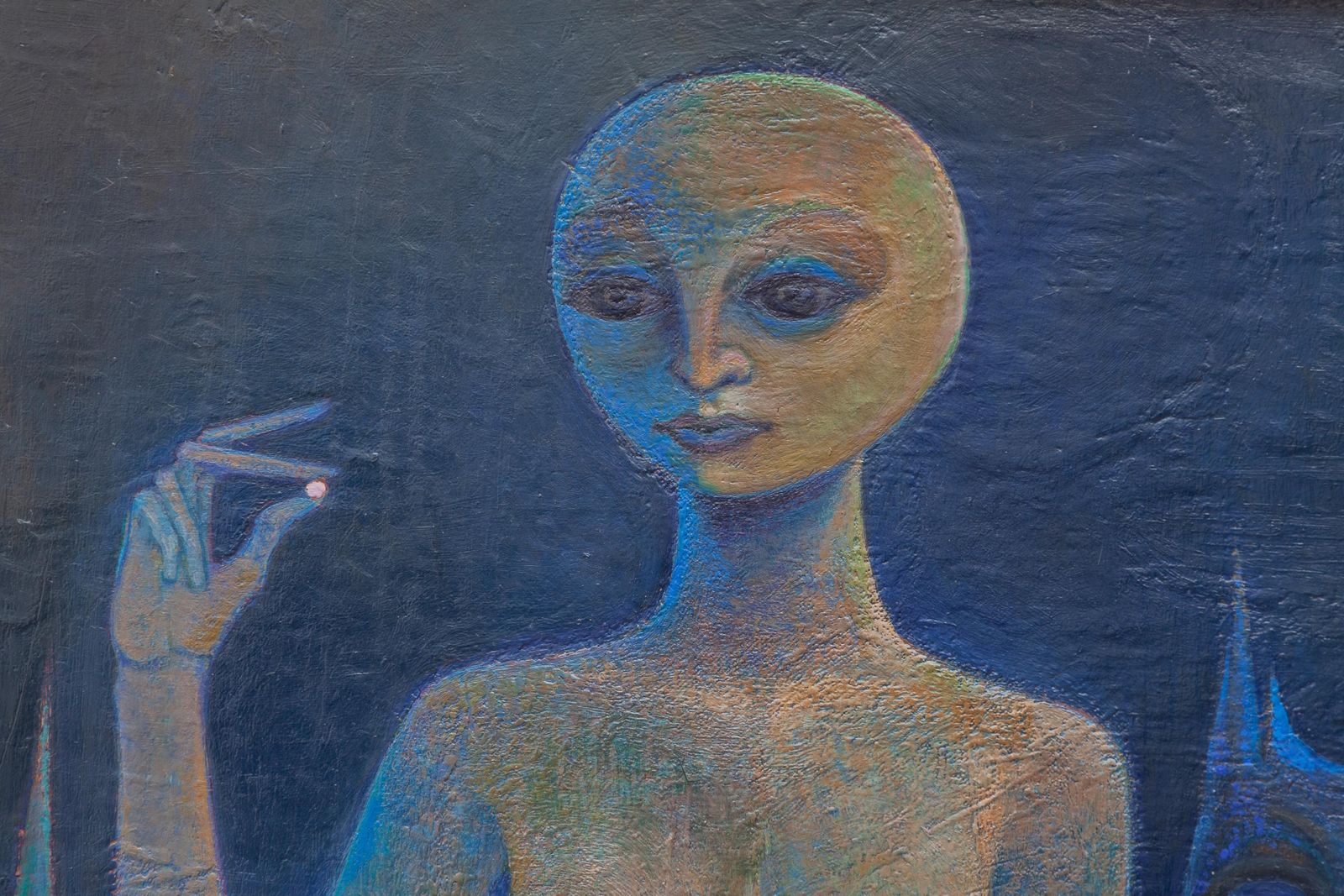 Surrealistic Oil Painting On Canvas, 1970s, Signed photo buy