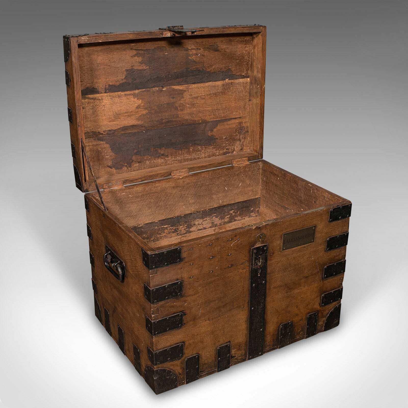 Antique Silver Chest, English, Oak, Cast Iron, Storage Trunk, Victorian, C.1860 photo furniture