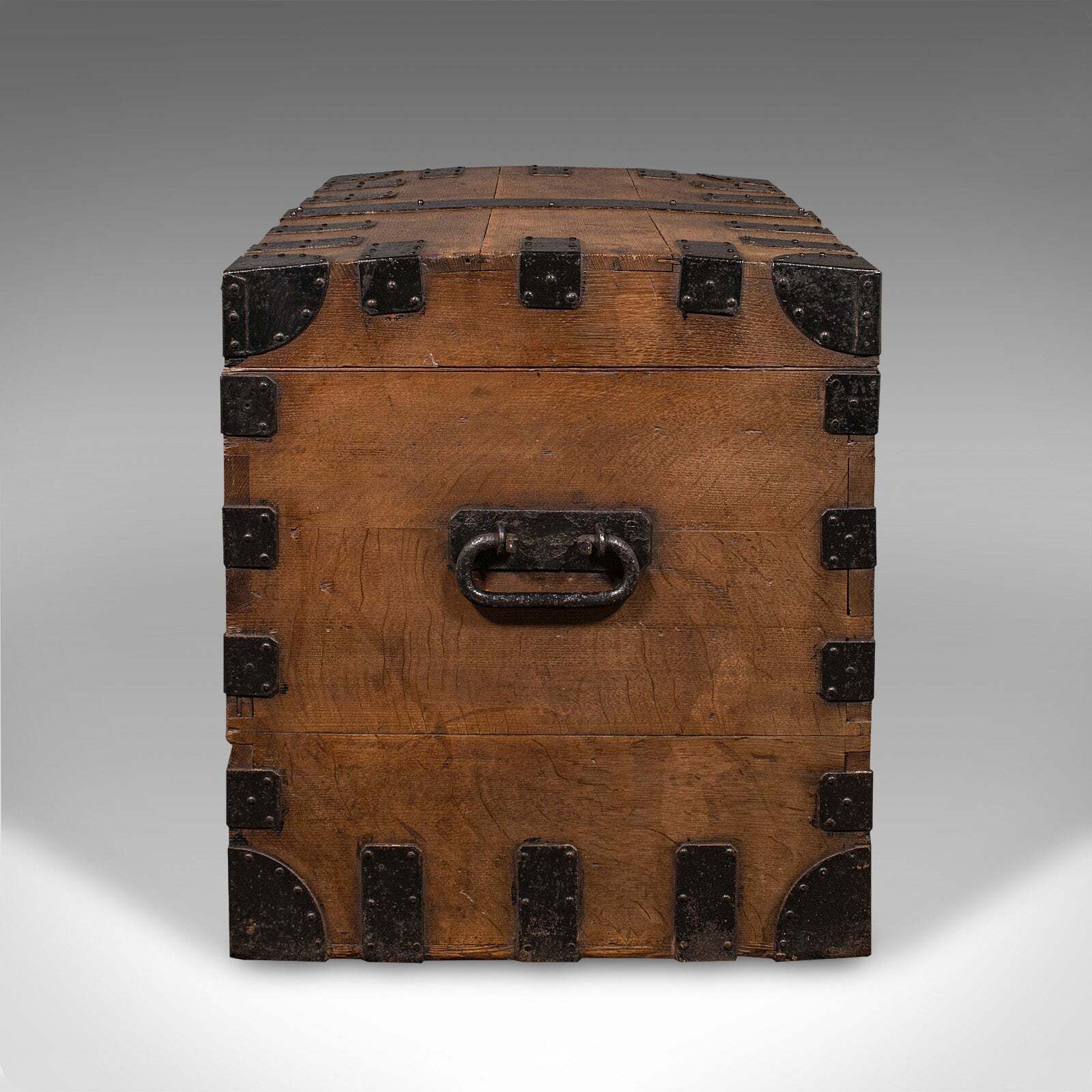 Antique Silver Chest, English, Oak, Cast Iron, Storage Trunk, Victorian, C.1860 photo vinterior