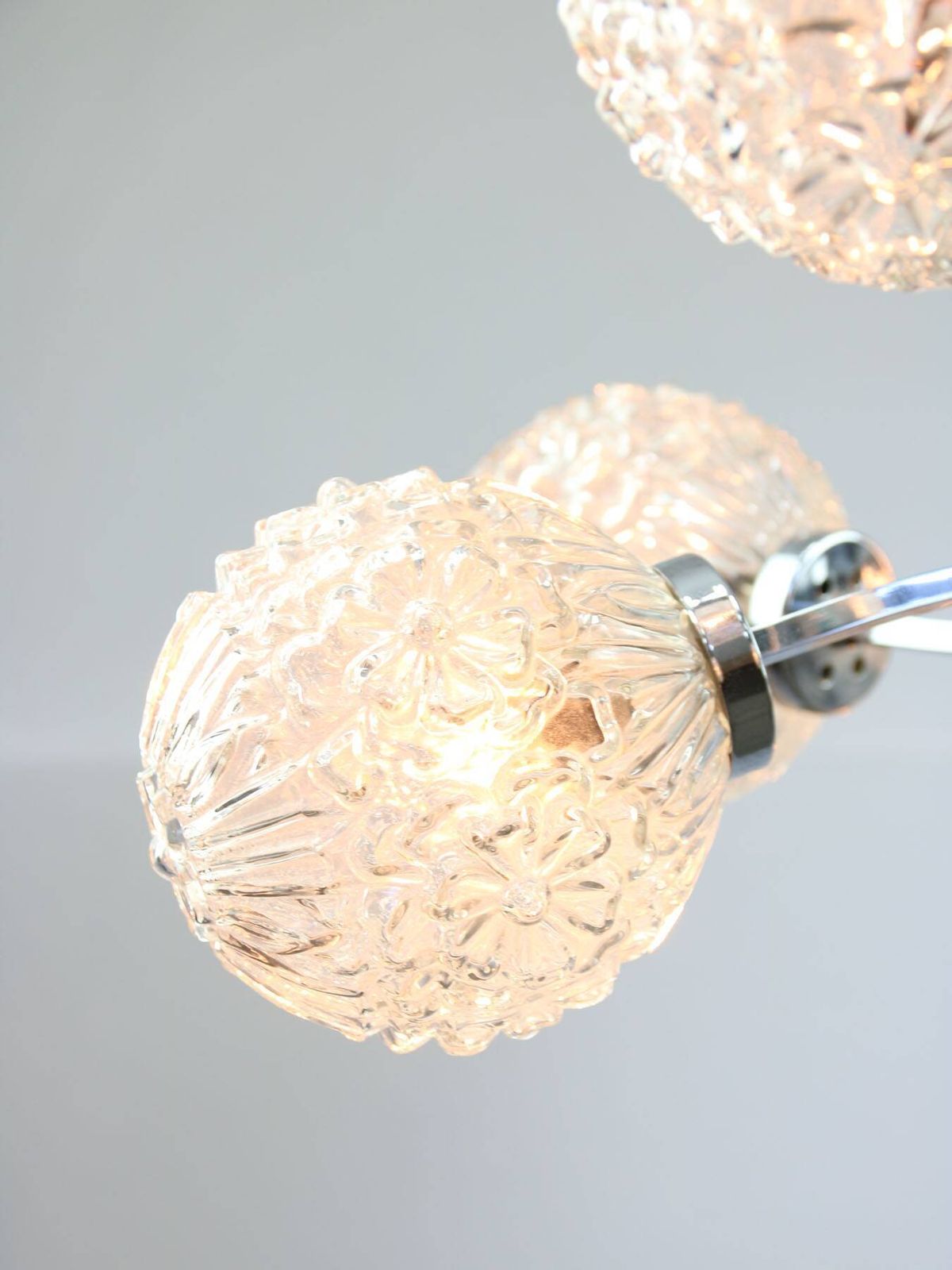 Mid Century Italian 8 Arm Chrome And Crystal Chandelier 1960s photo 1040.0