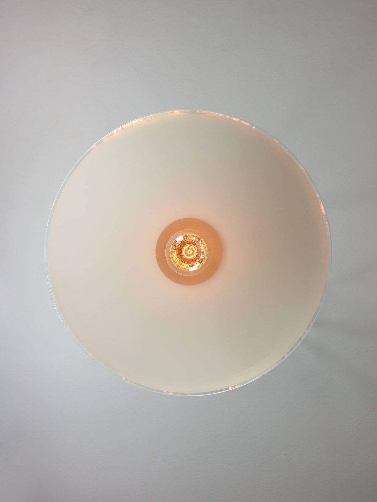 Mid Century Italian Saucer Glass And Brass Pendant Lamp photo vintage