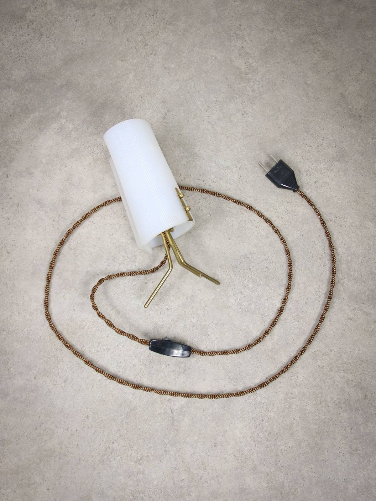 232.0 Mid Century Italian Plastic And Brass Table Lamp photo