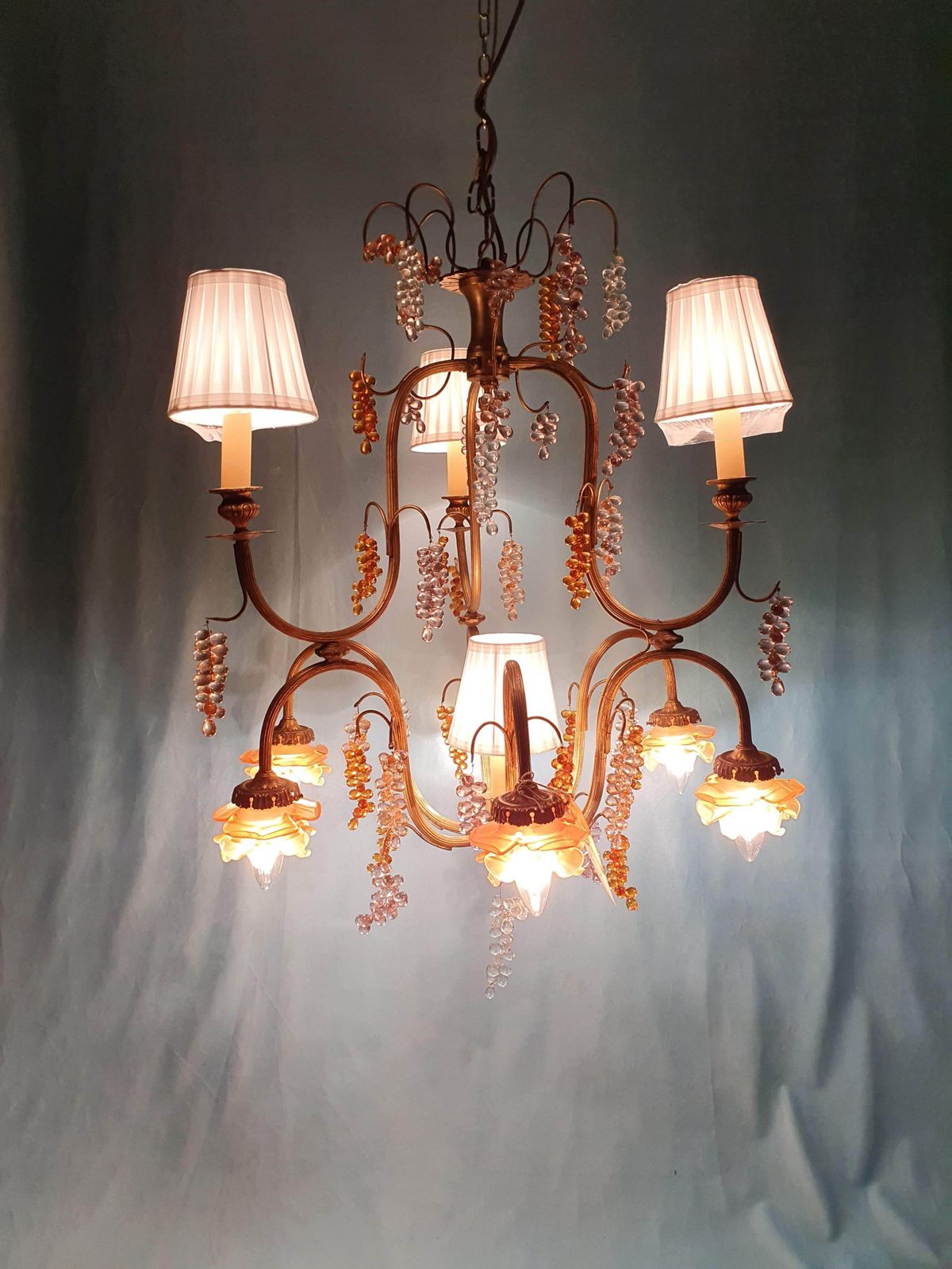 Lighting Large French Chandelier With Glass Bunches Of Grapes photo