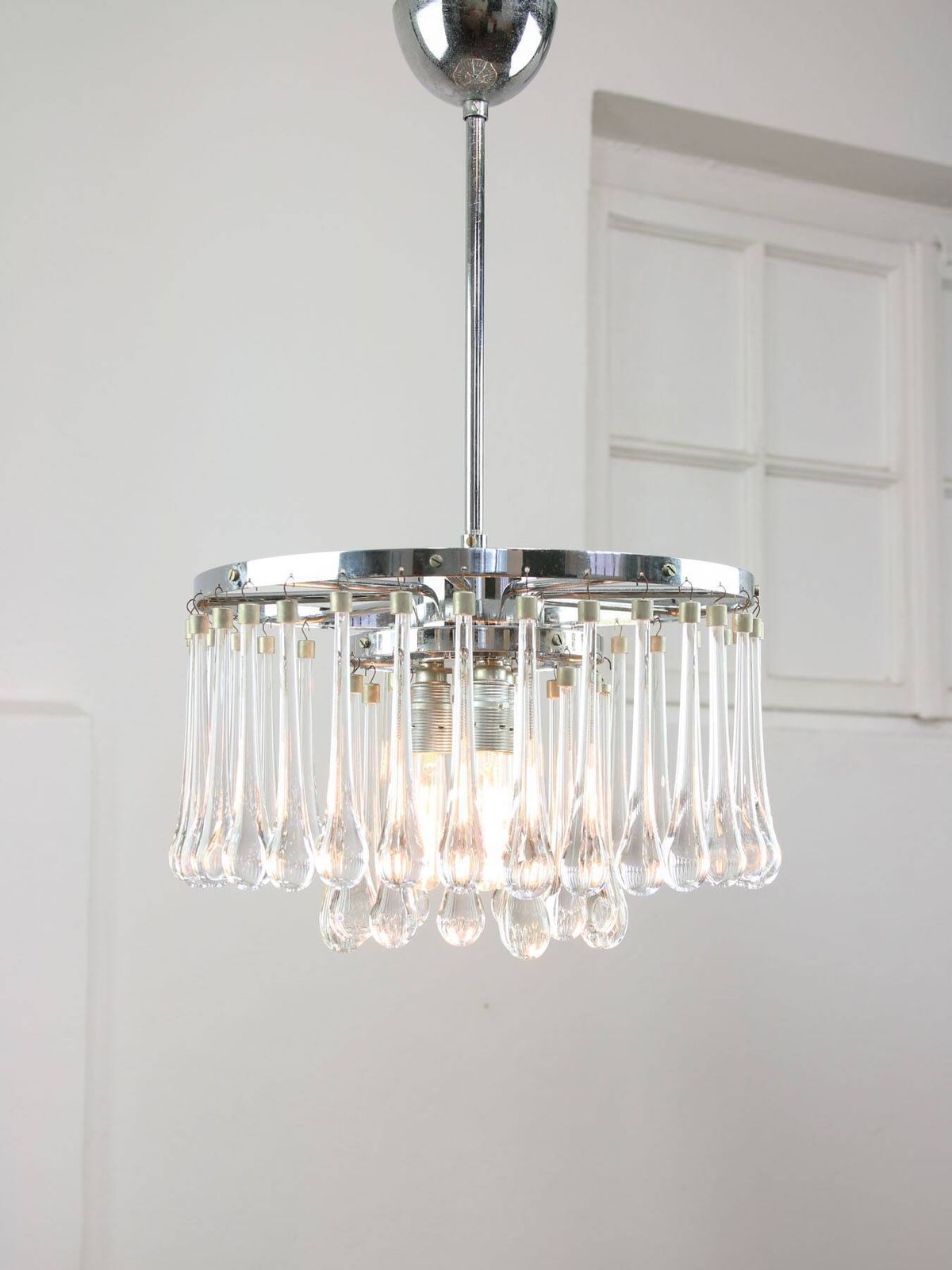 Mid Century Italian Crystal Teardrop Chandelier, 1960s photo 935.0